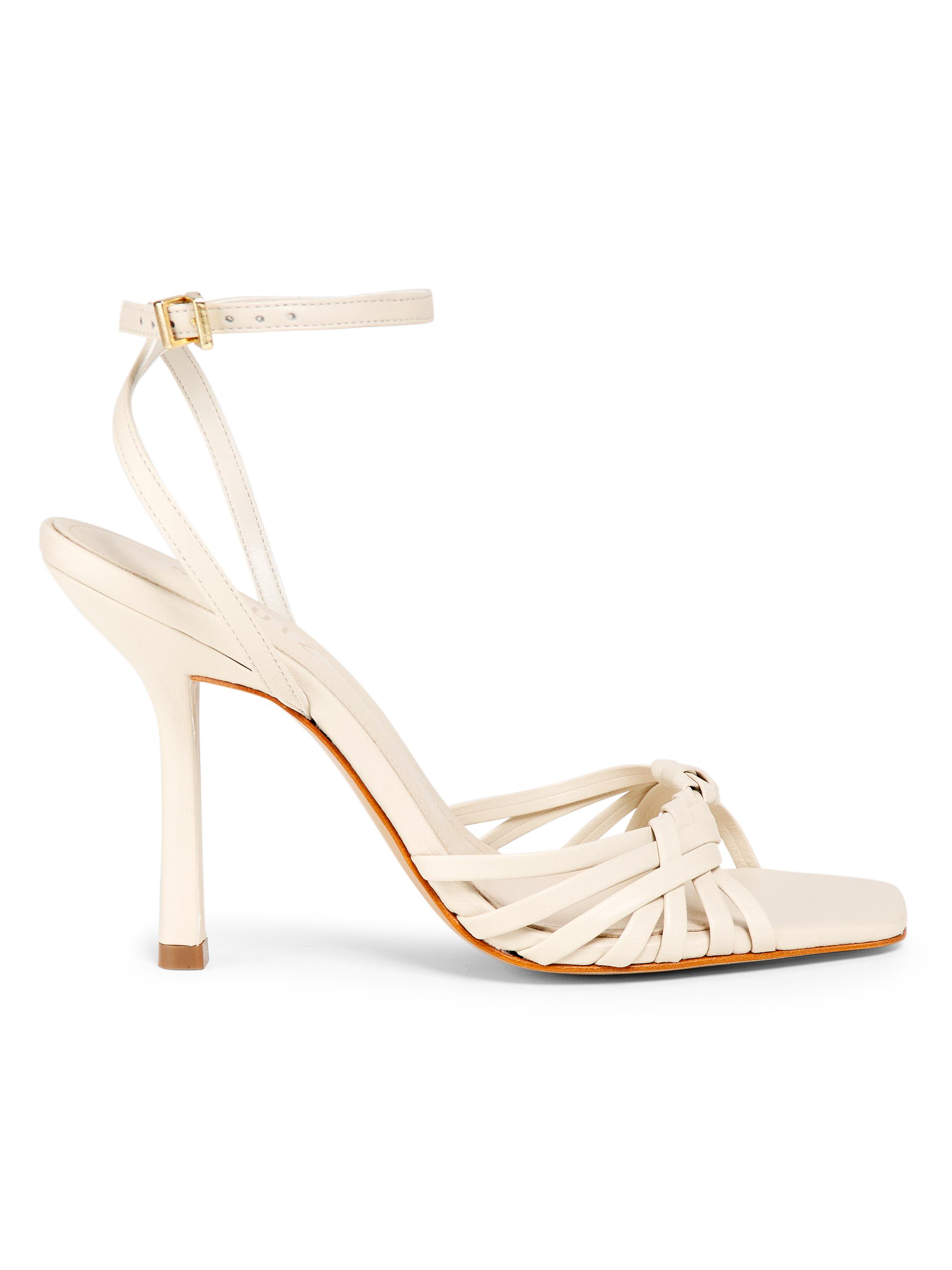 Schutz Women's Tara 0MM Crisscross Leather Stiletto Sandals - Sugar White