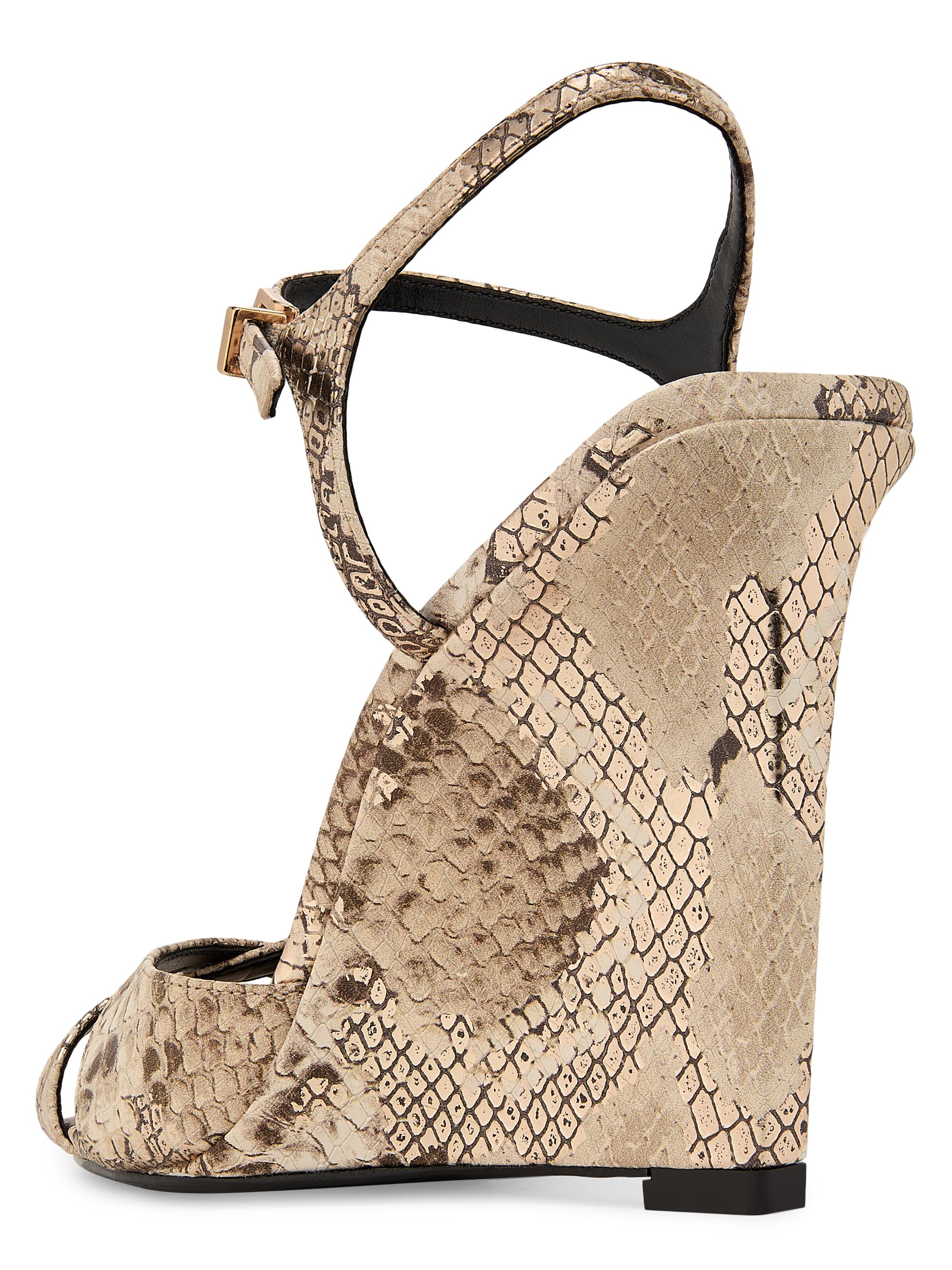 Schutz Maxine 100MM Snake-Embossed Leather Wedge Sandals | Saks
