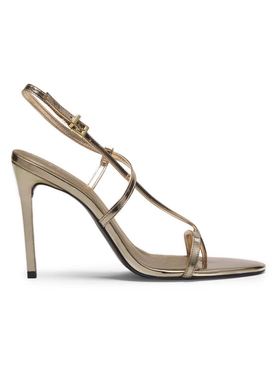 Schutz Azure 100MM Metallic Leather Sandals | Saks Fifth Avenue