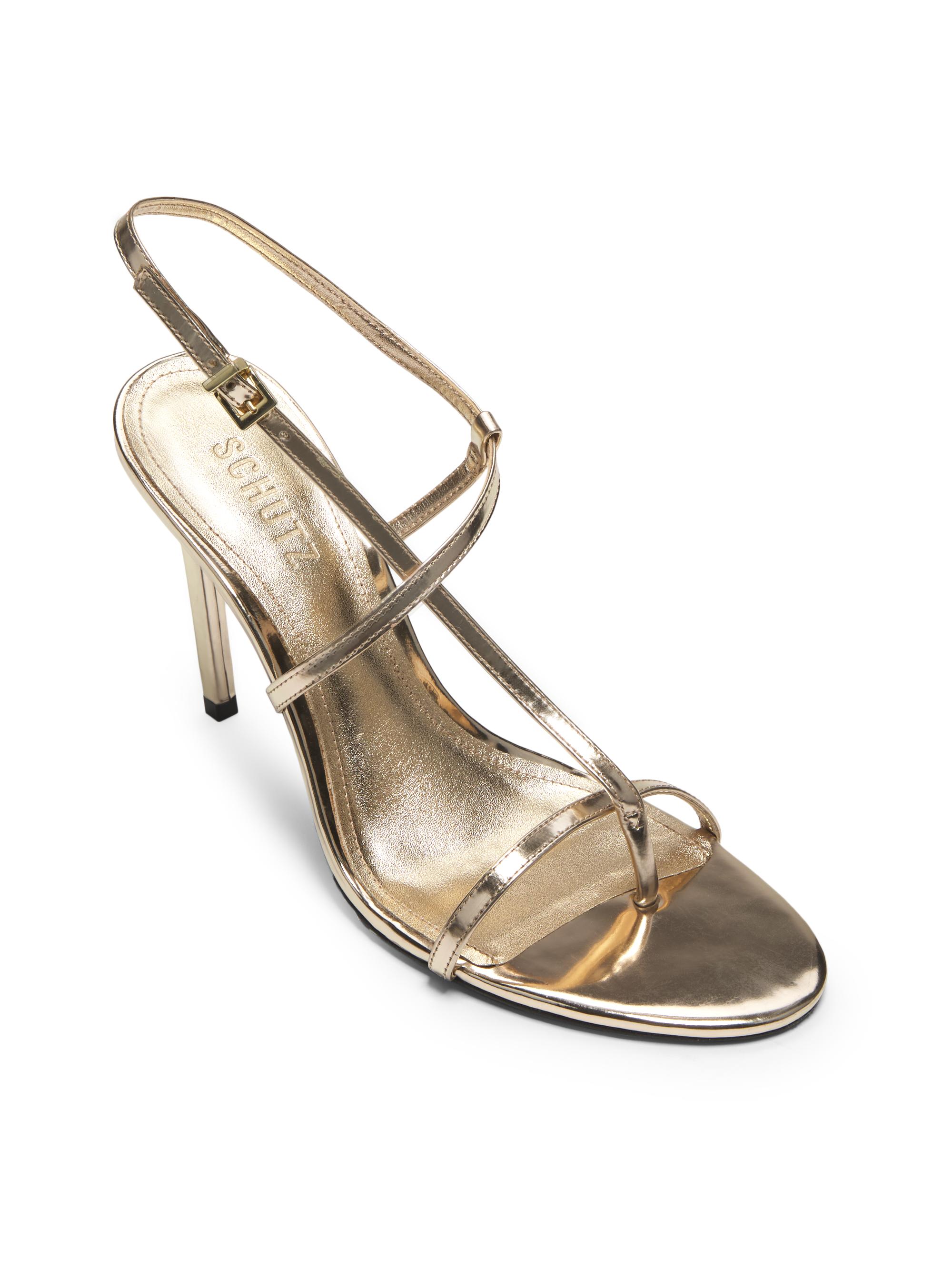 Schutz Azure 100MM Metallic Leather Sandals | Saks Fifth Avenue