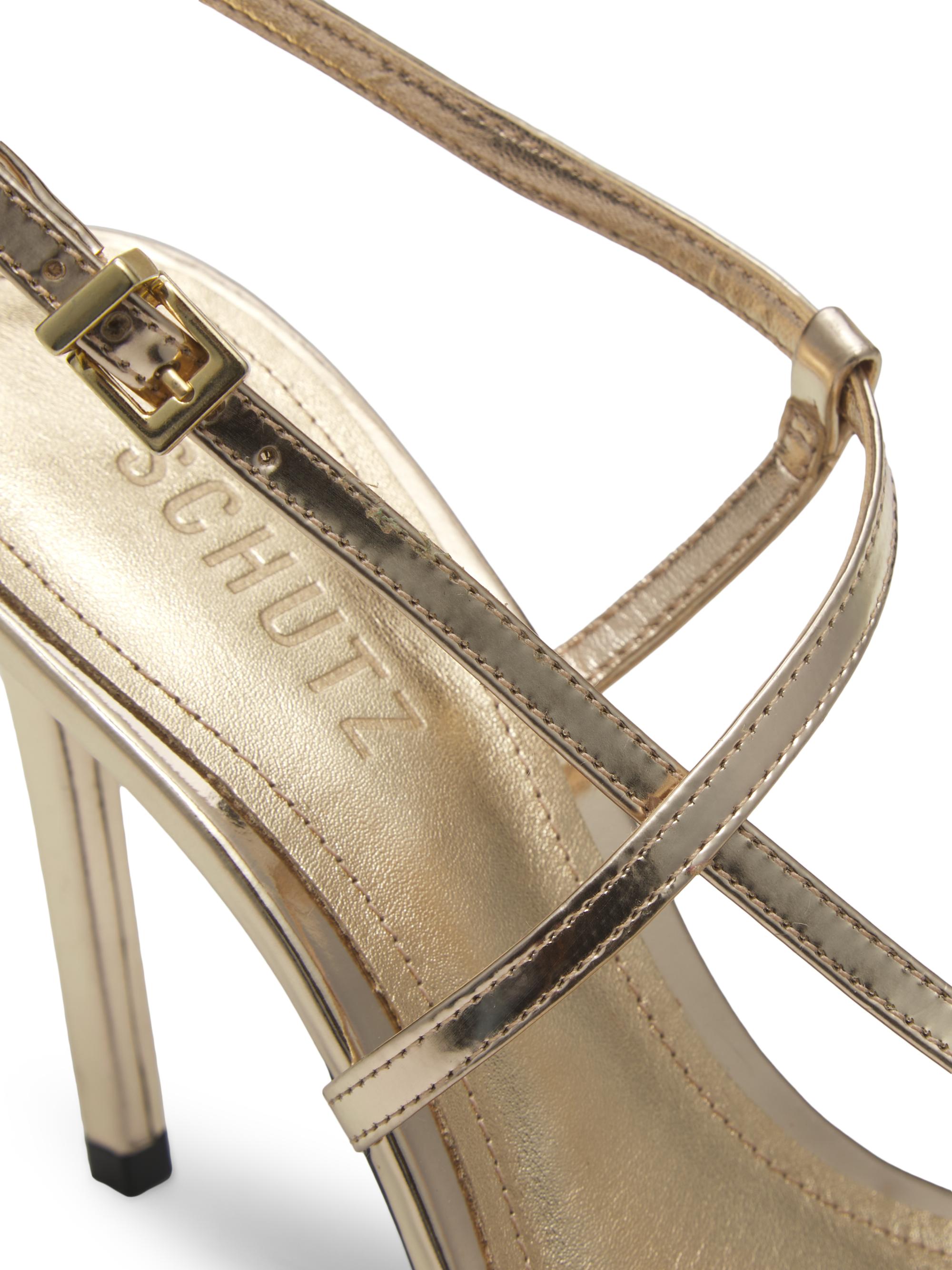 Schutz Azure 100MM Metallic Leather Sandals | Saks Fifth Avenue