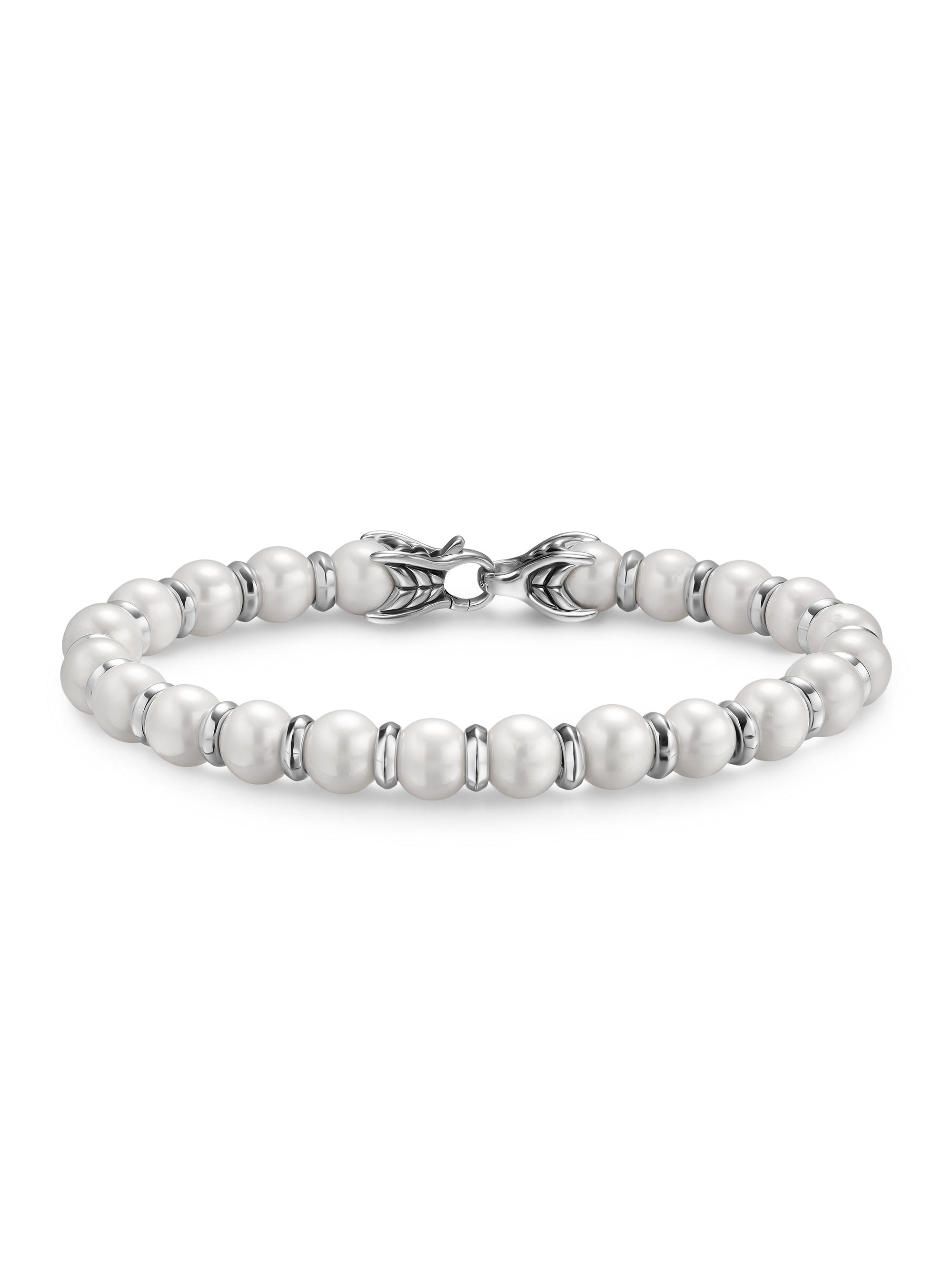 David Yurman Men's Spiritual Beads Bracelet in Sterling Silver - Pearl
