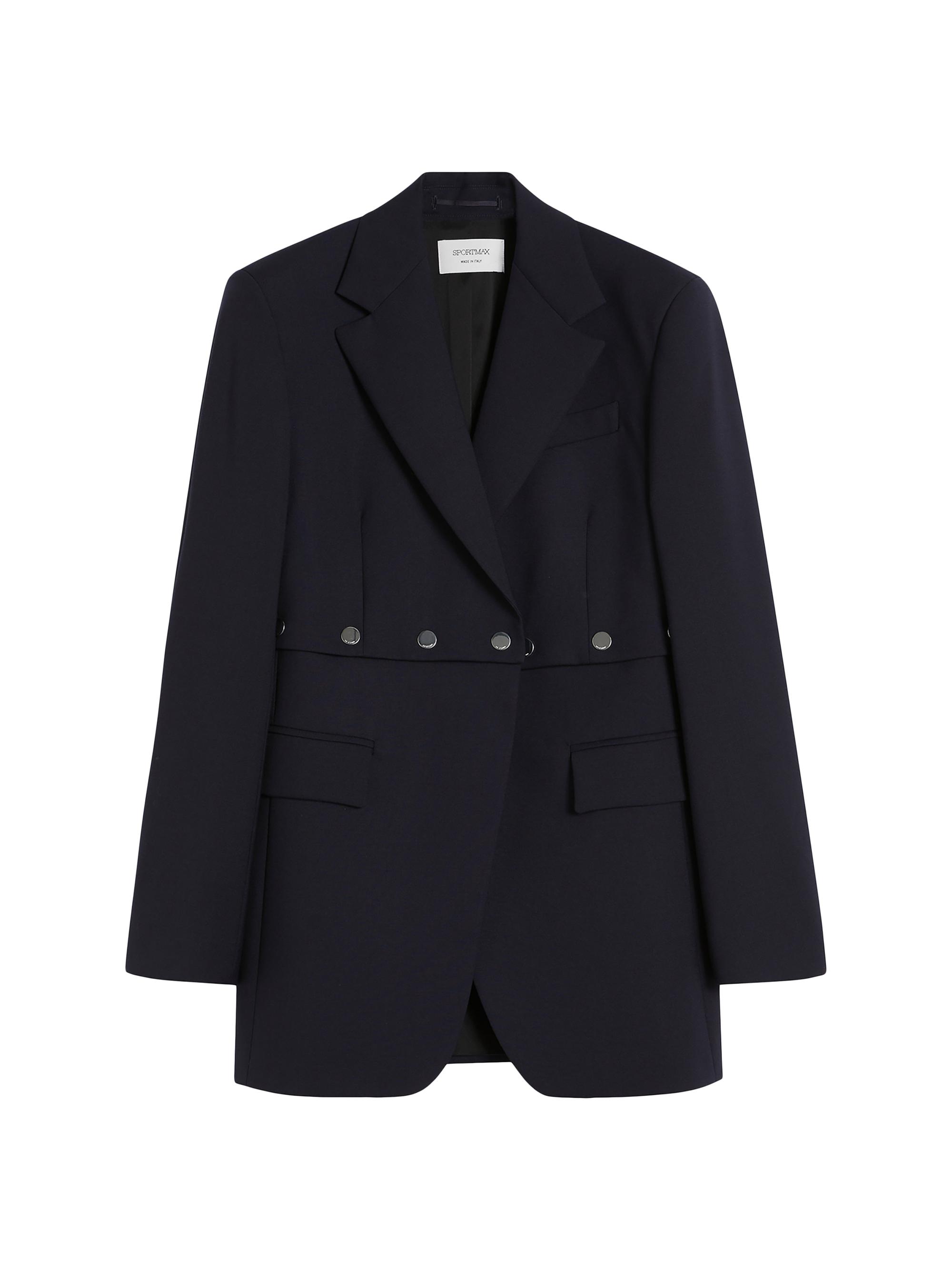 Sportmax Women's Jacket with Detachable Hem Detail - Midnightblue Plain Colour