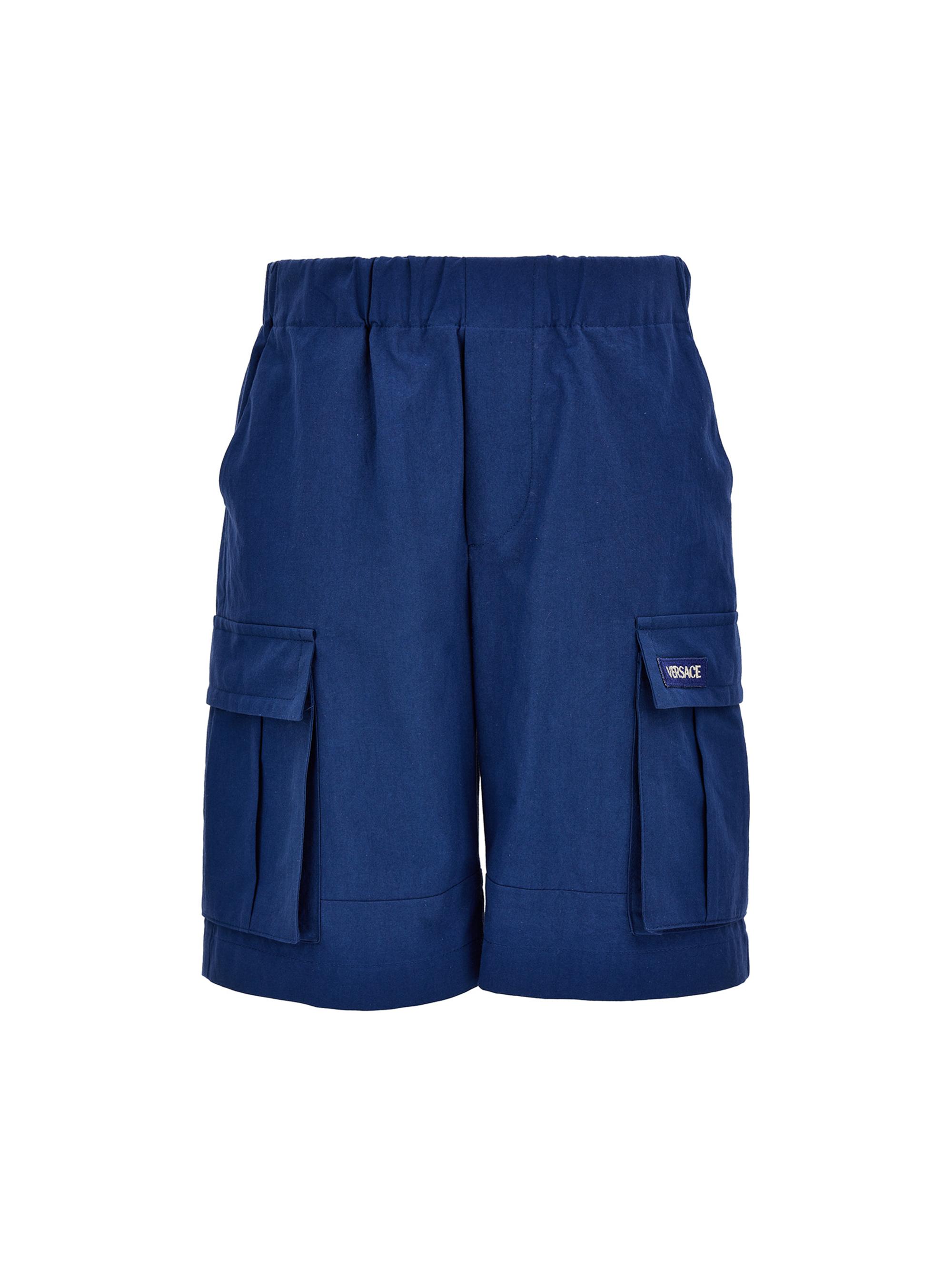 Versace Little Boy's & Boy's Logo Cotton Cargo Shorts - Blue