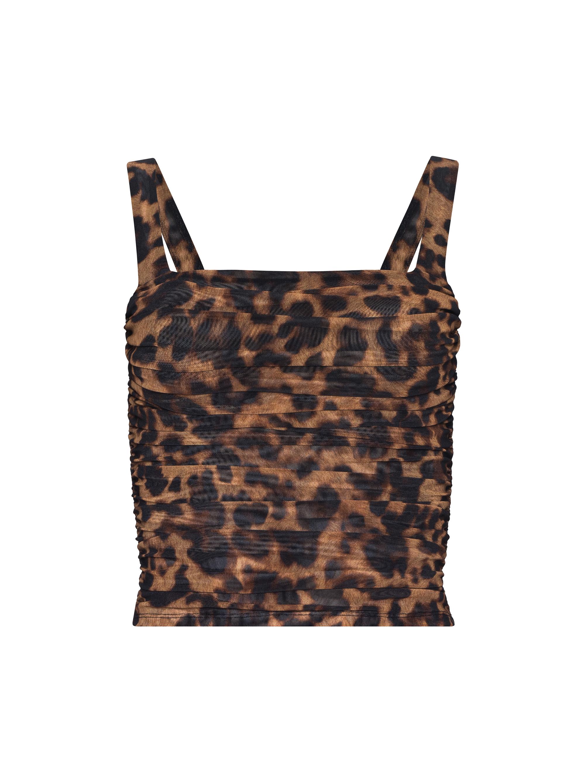 L'AGENCE Women's Rasha Shirred Leopard Tank - Brown Multi Amur Leopard