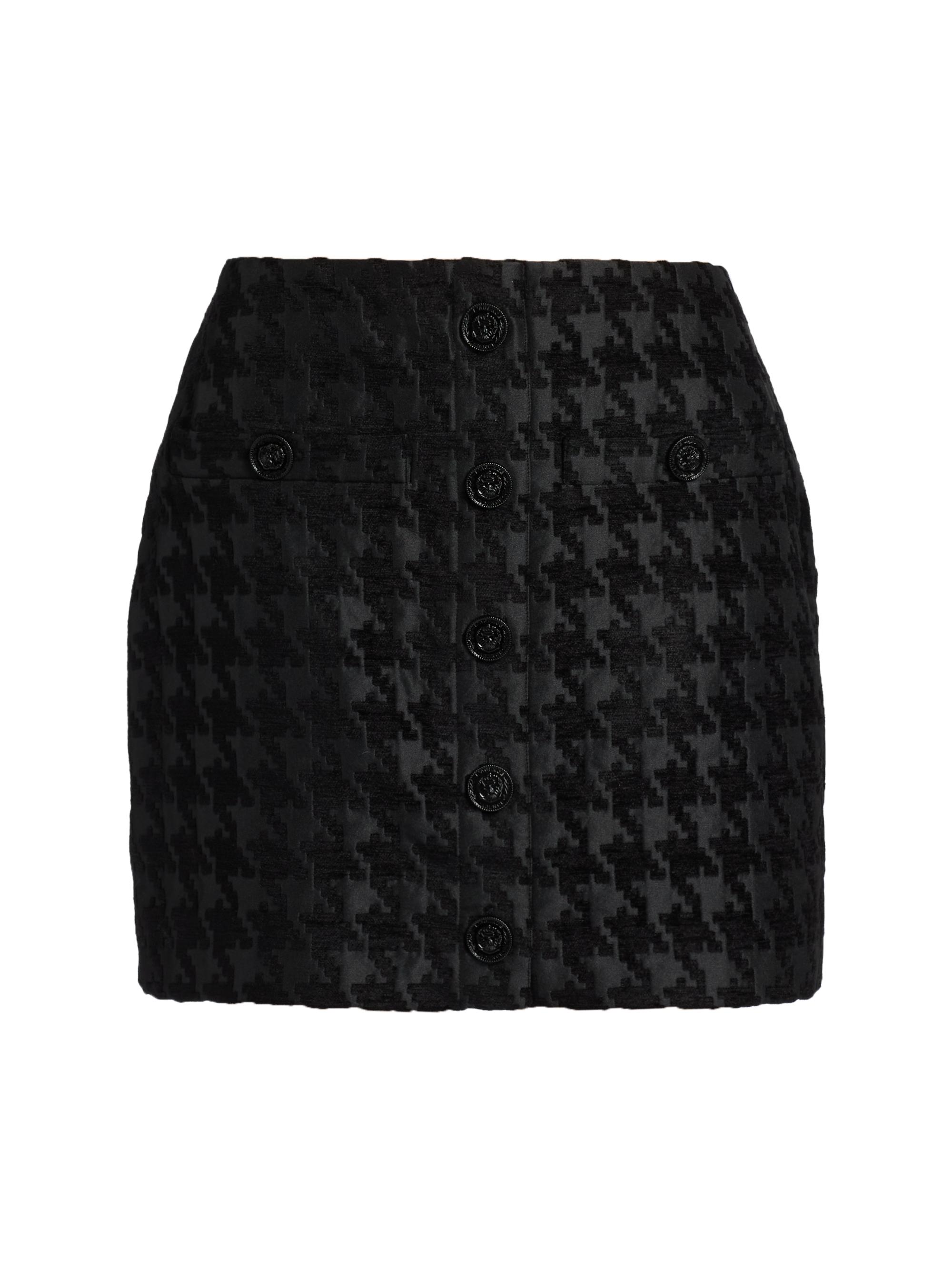 L'AGENCE Women's Mireya Houndstooth Button-Front Miniskirt - Black Black Houndstooth