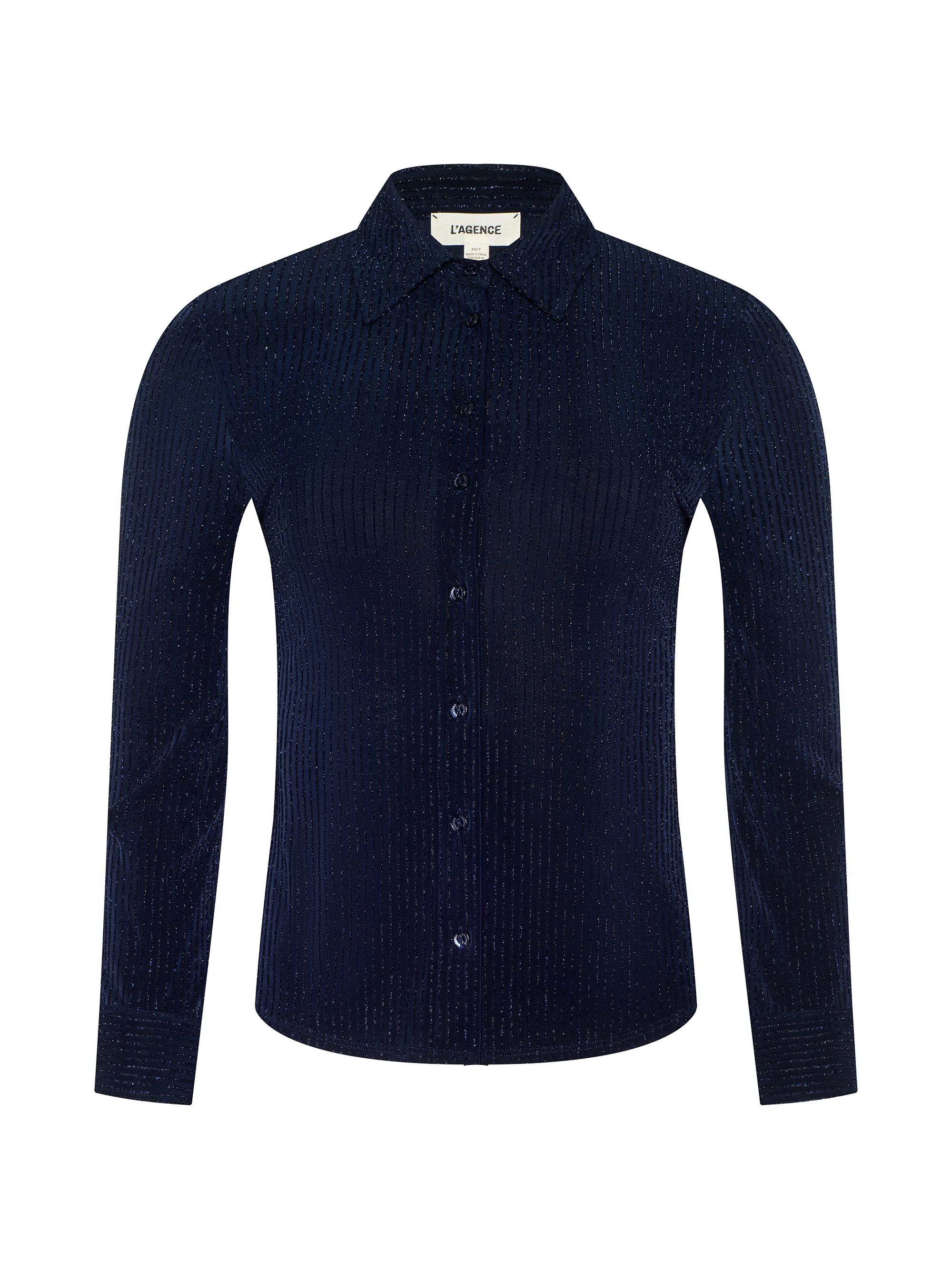 L'AGENCE Women's Indiana Metallic-Striped Cardigan - Midnight Metallic Pinstripe