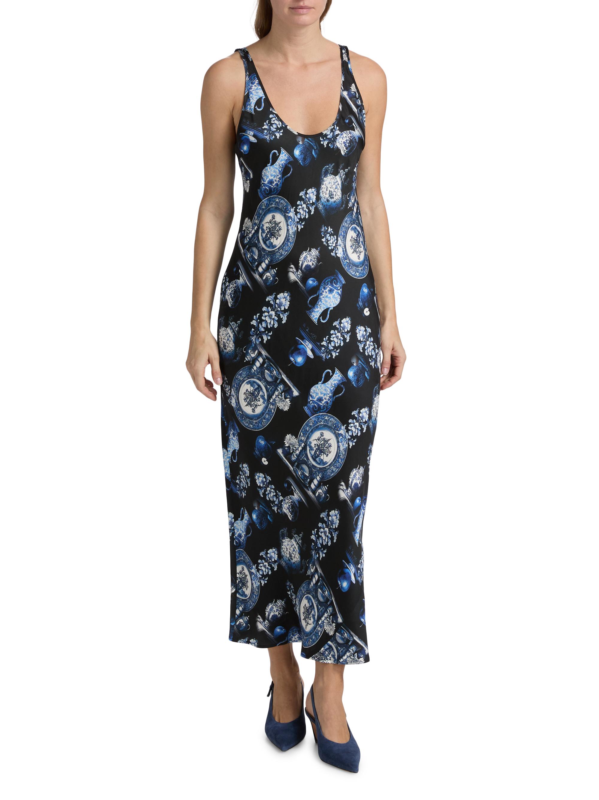 floral summer dress mini Blue and White Floral Mini Dress with Tie Straps