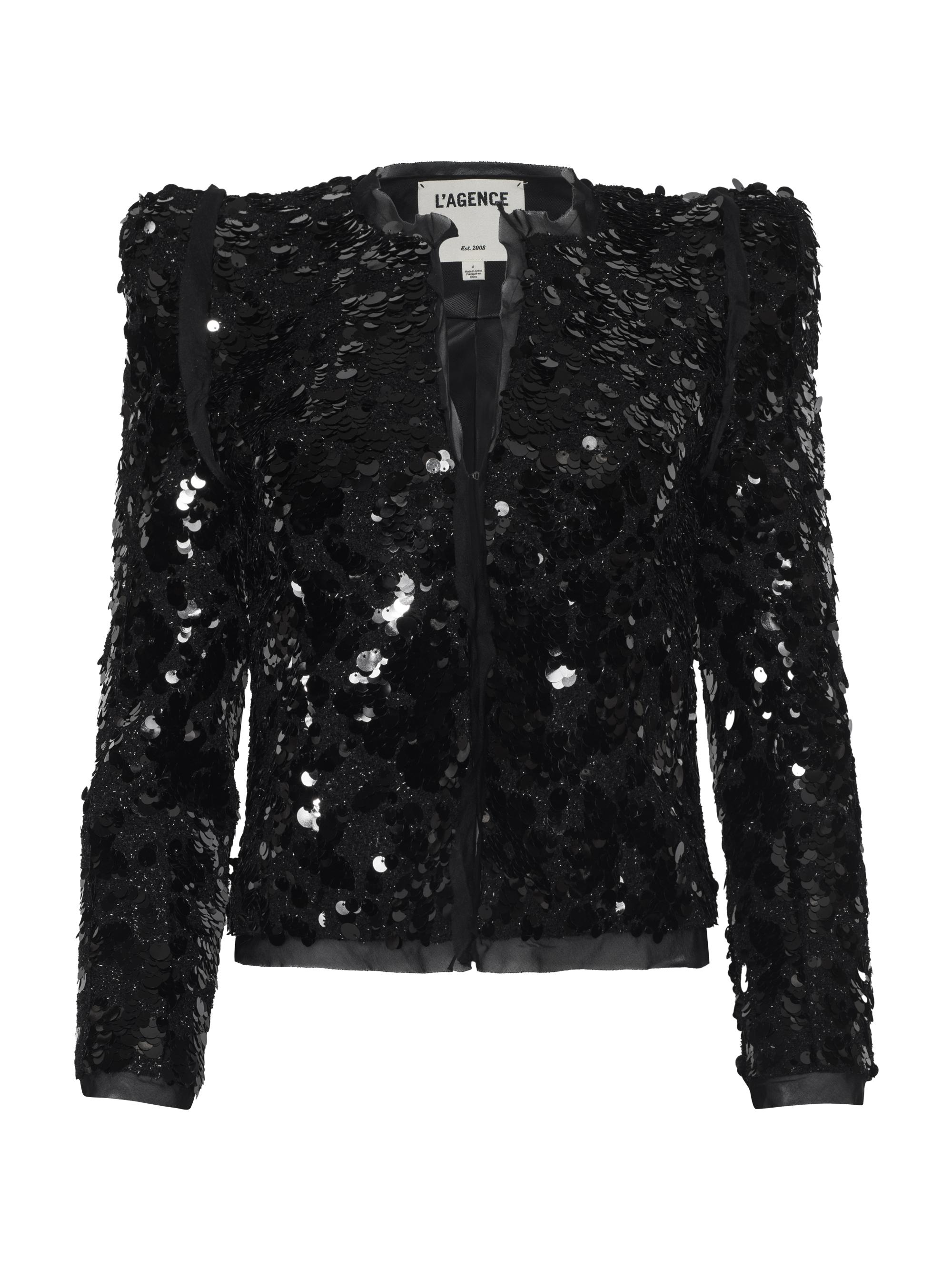 L'AGENCE Women's Shai Sequined Tailored Jacket - Black