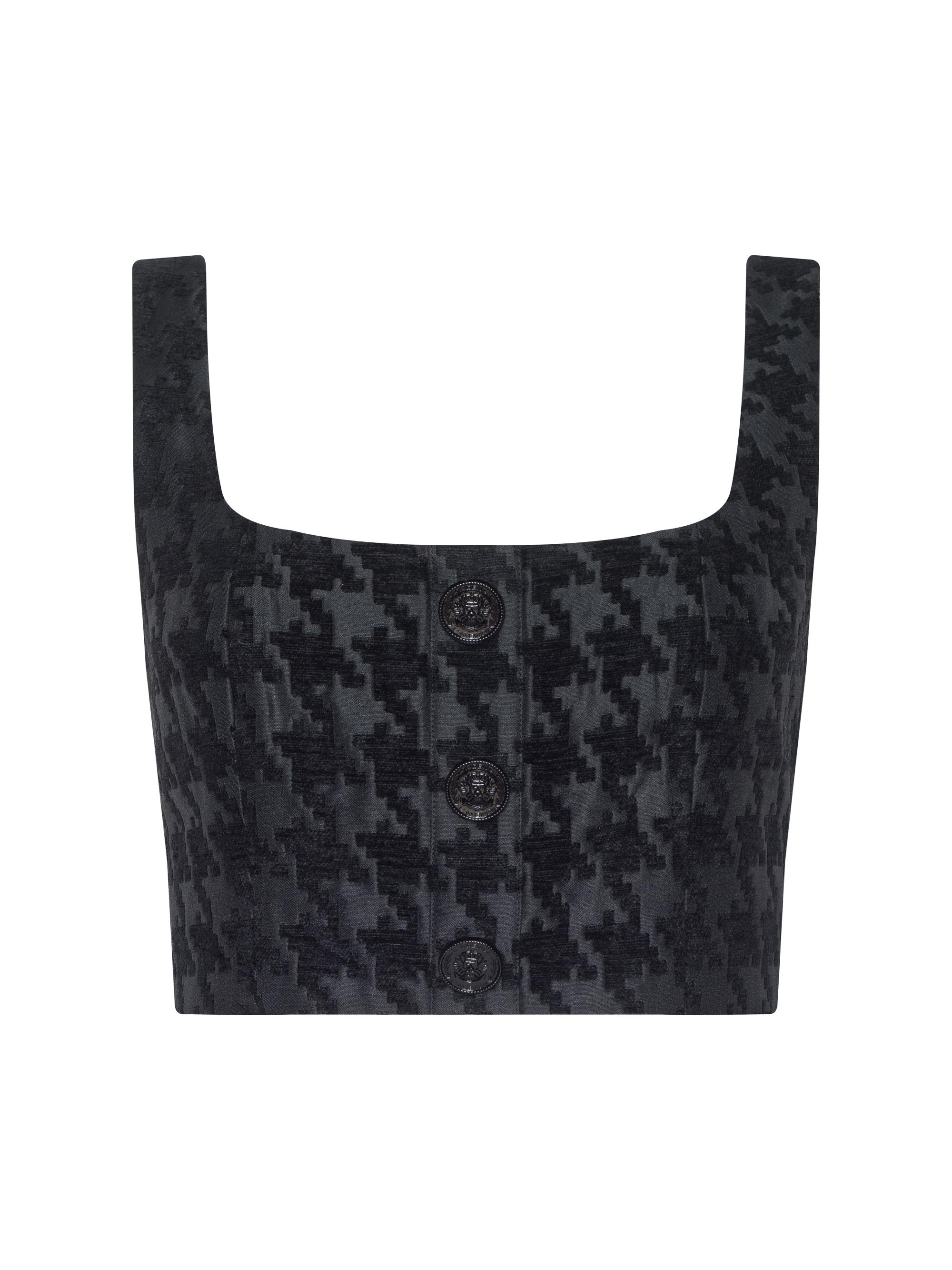 L'AGENCE Women's Maylin Houndstooth Bralette Tank - Black Black Hounds Tooth