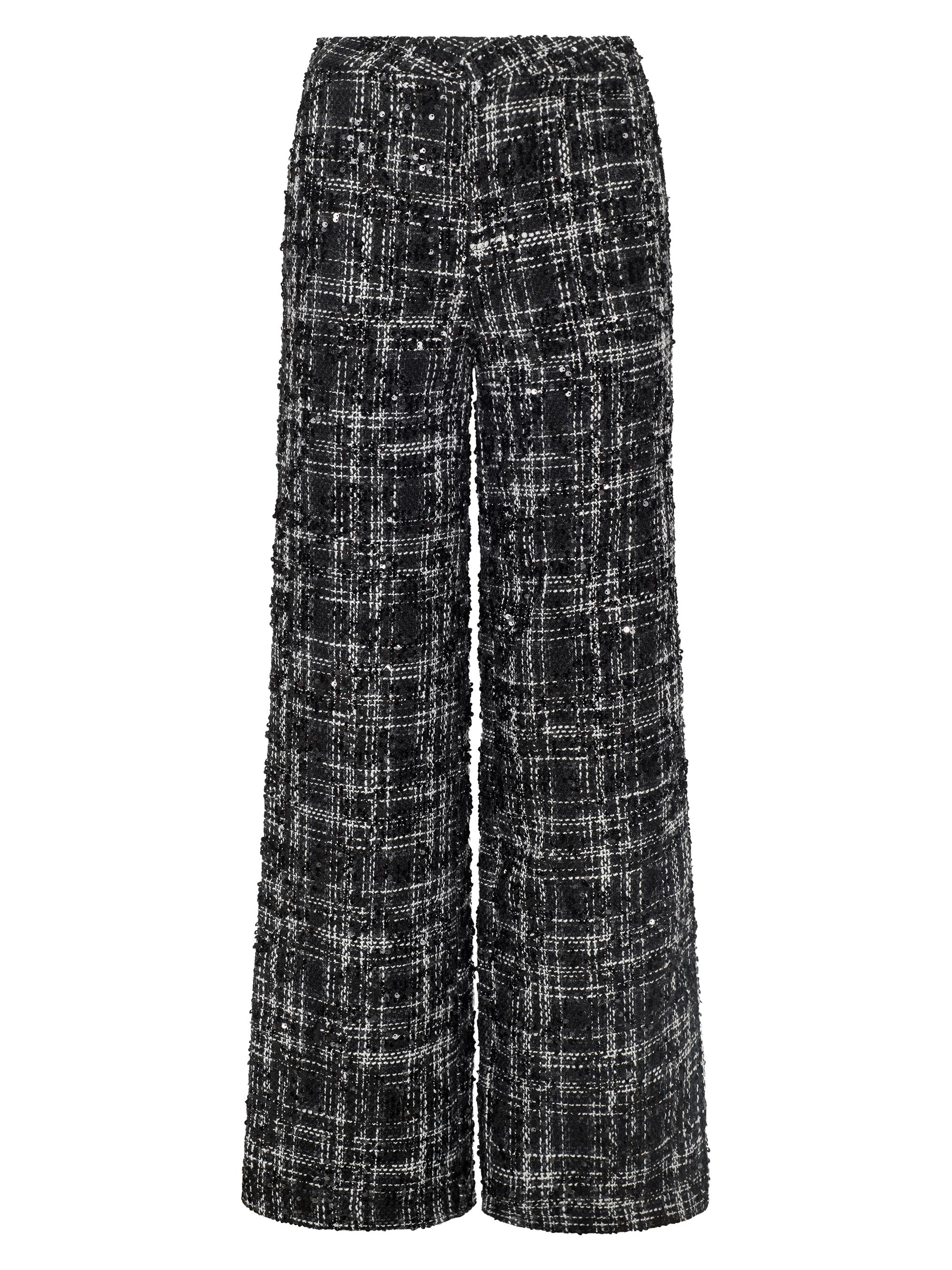 L'AGENCE Women's Livvy Straight-Leg Trousers - Black  Tweed Sequin