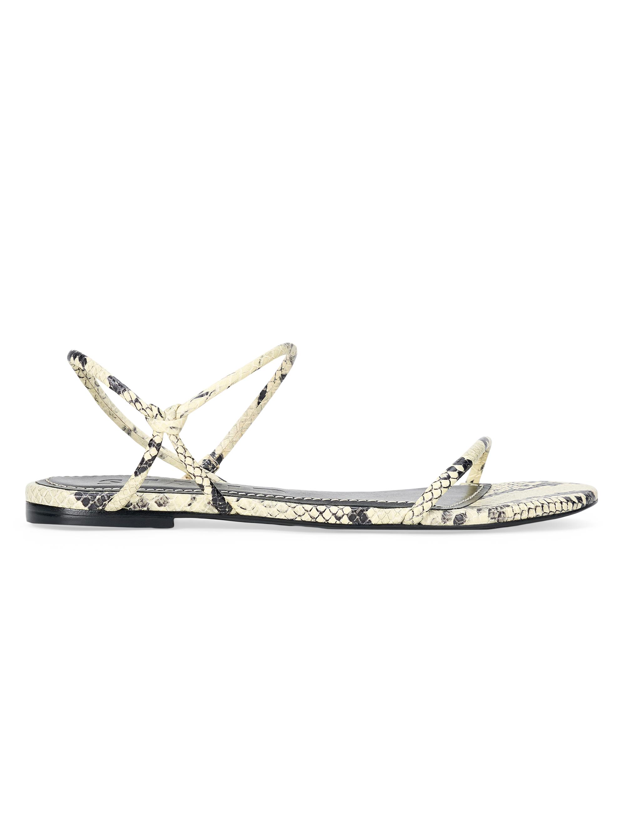 Staud Women's Laurel Snakeskin-Embossed Leather Sandals - White Snake