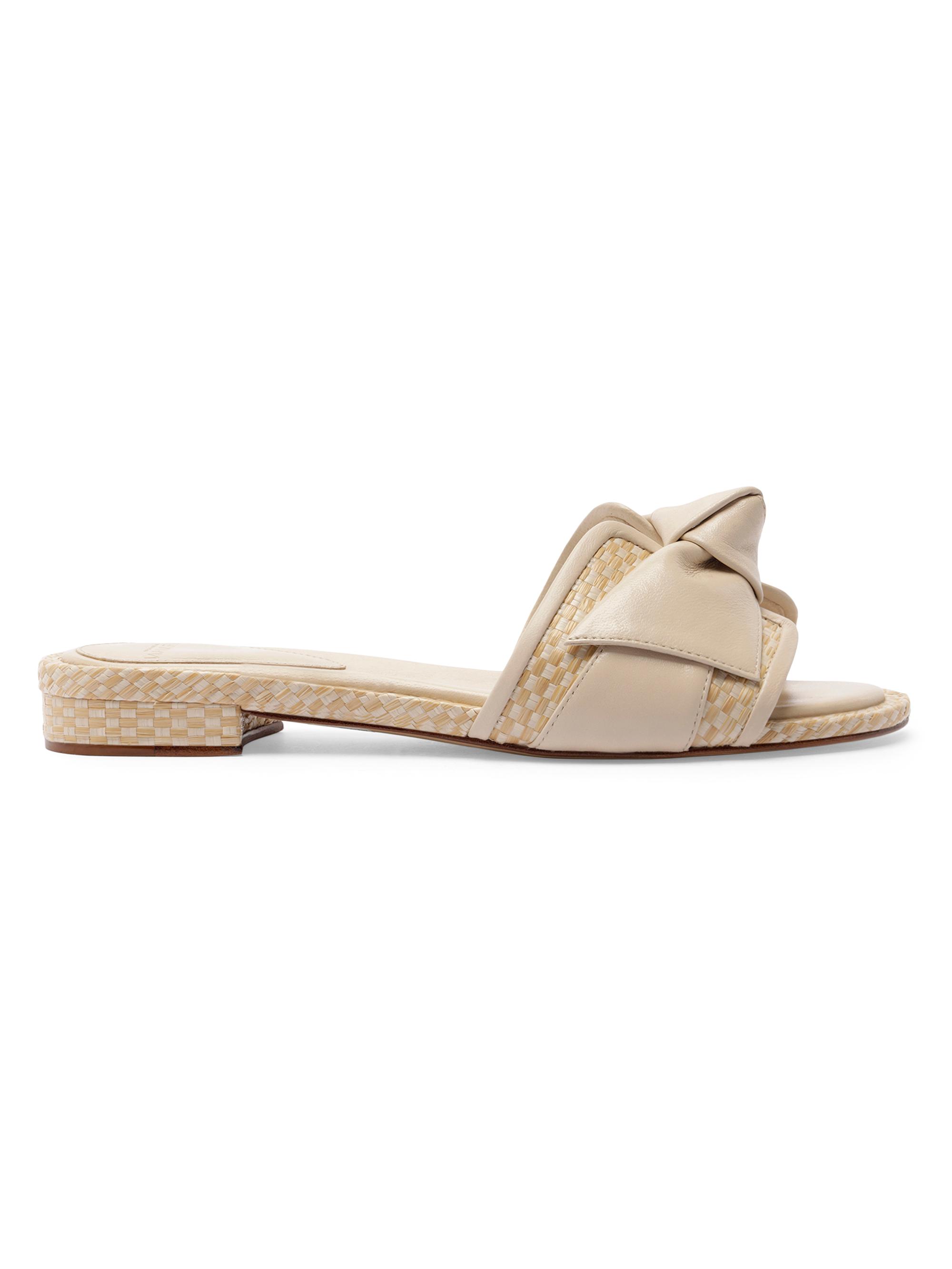 Alexandre Birman Women's Maxi Clarita Leather-Raffia Flats - Shell