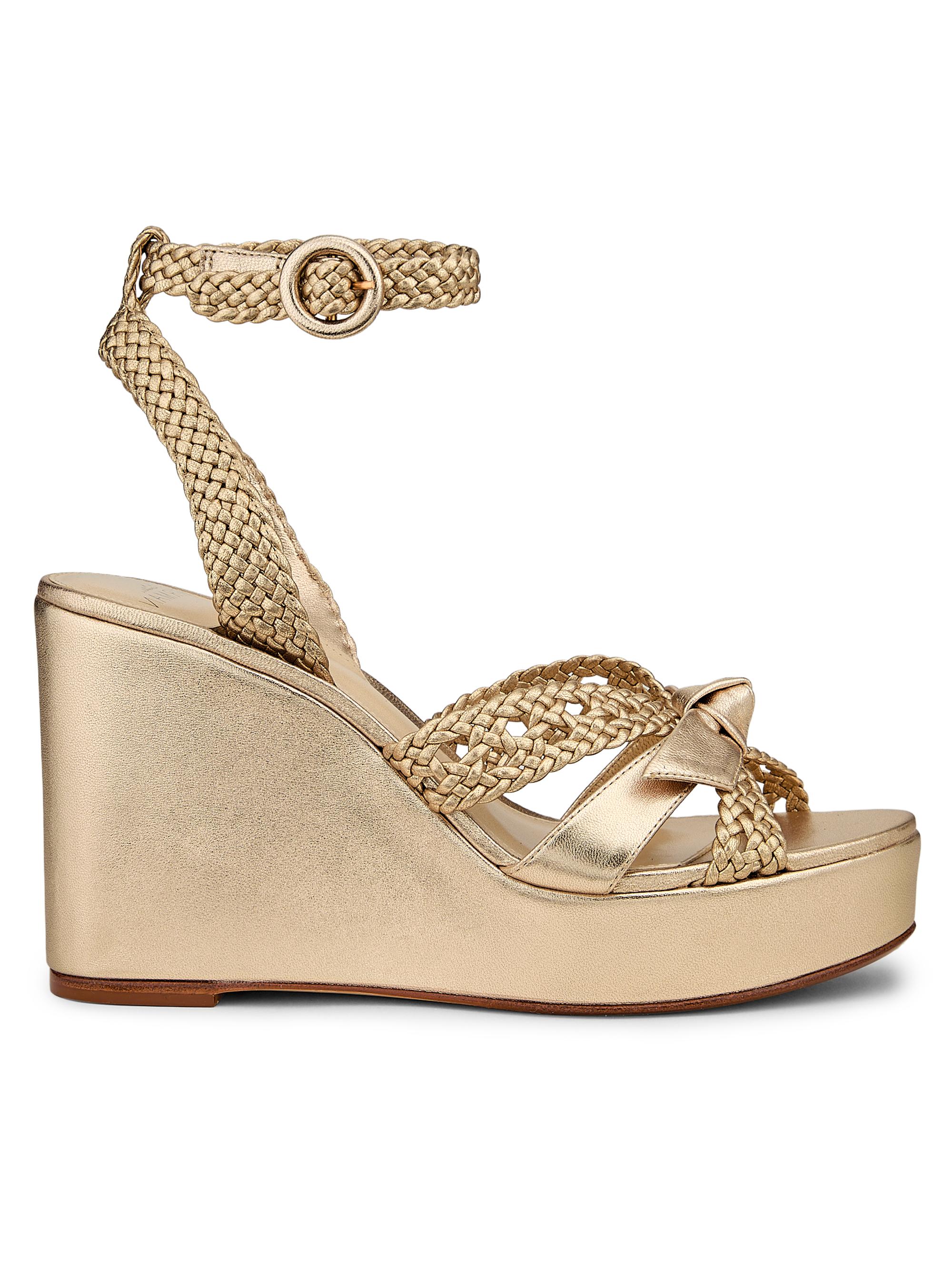 Alexandre Birman Women's Suelita 100MM Leather Platform Wedge Sandals - Golden