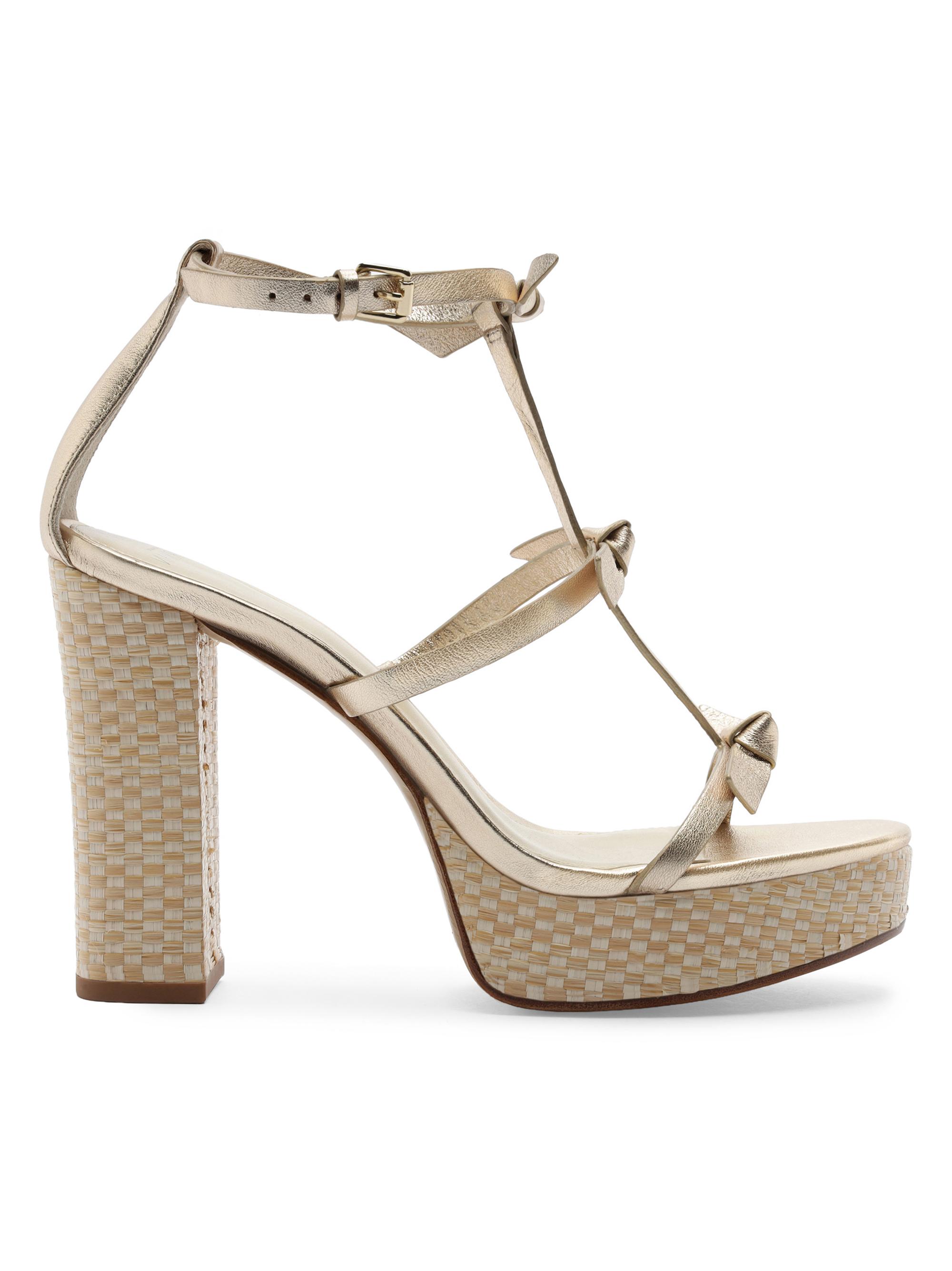 Alexandre Birman Women's Slim Lolita 120MM Metallic Leather Platform T-Strap Sandals - Golden