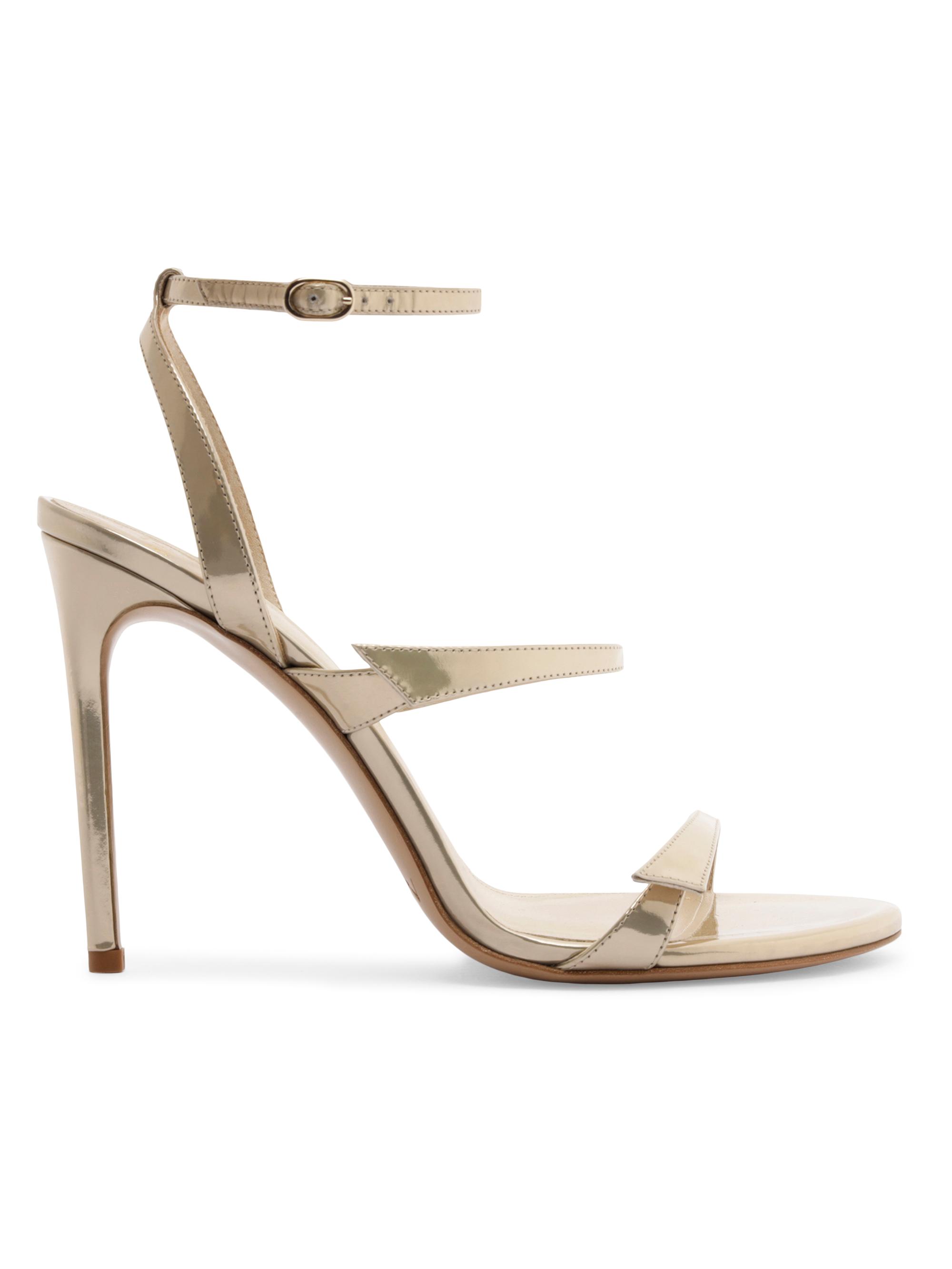 Alexandre Birman Women's Tita 100MM Metallic Leather Sandals - Yellow