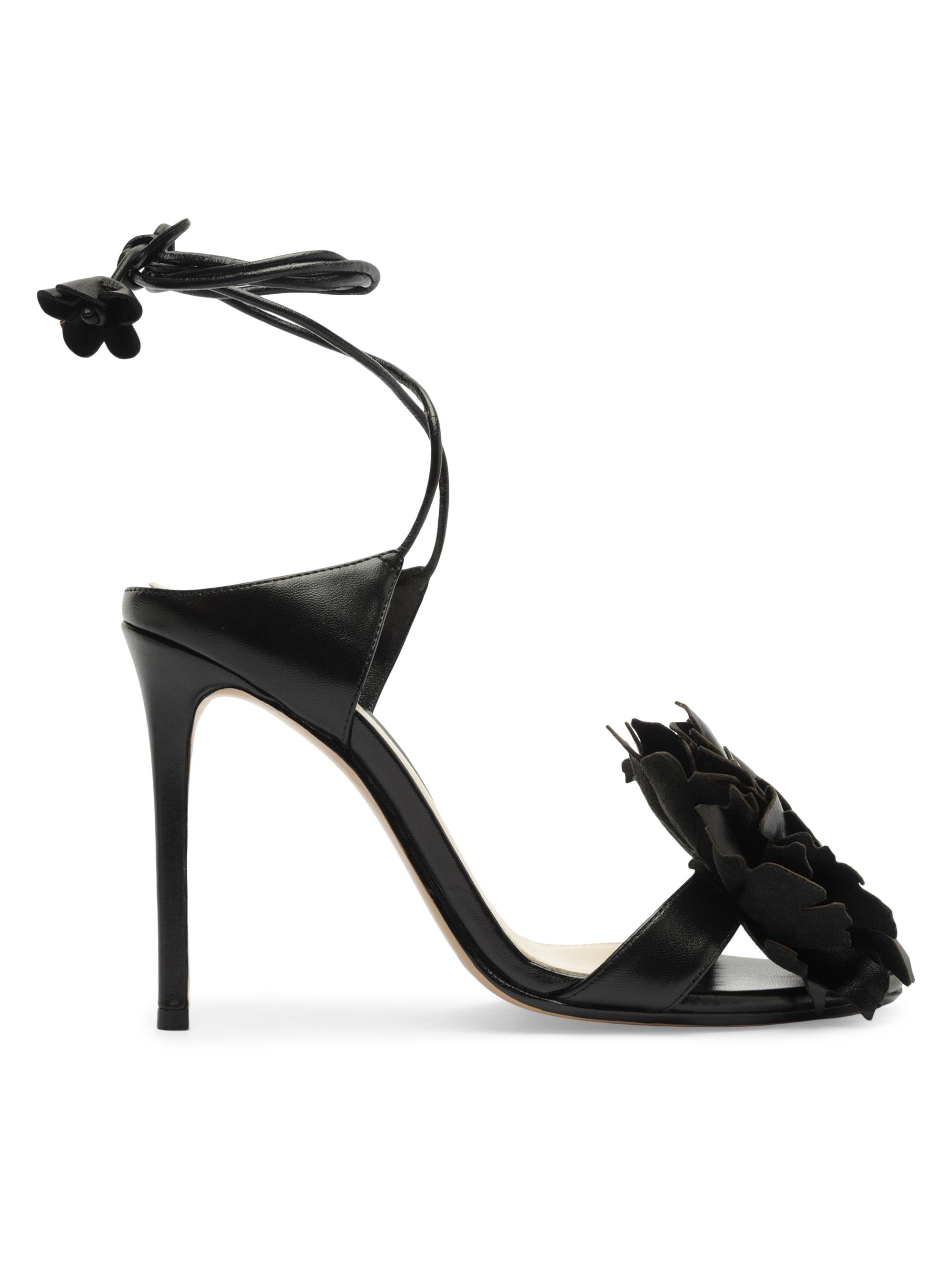 Alexandre Birman Ornela 100MM Flower-Appliqué Leather Sandals