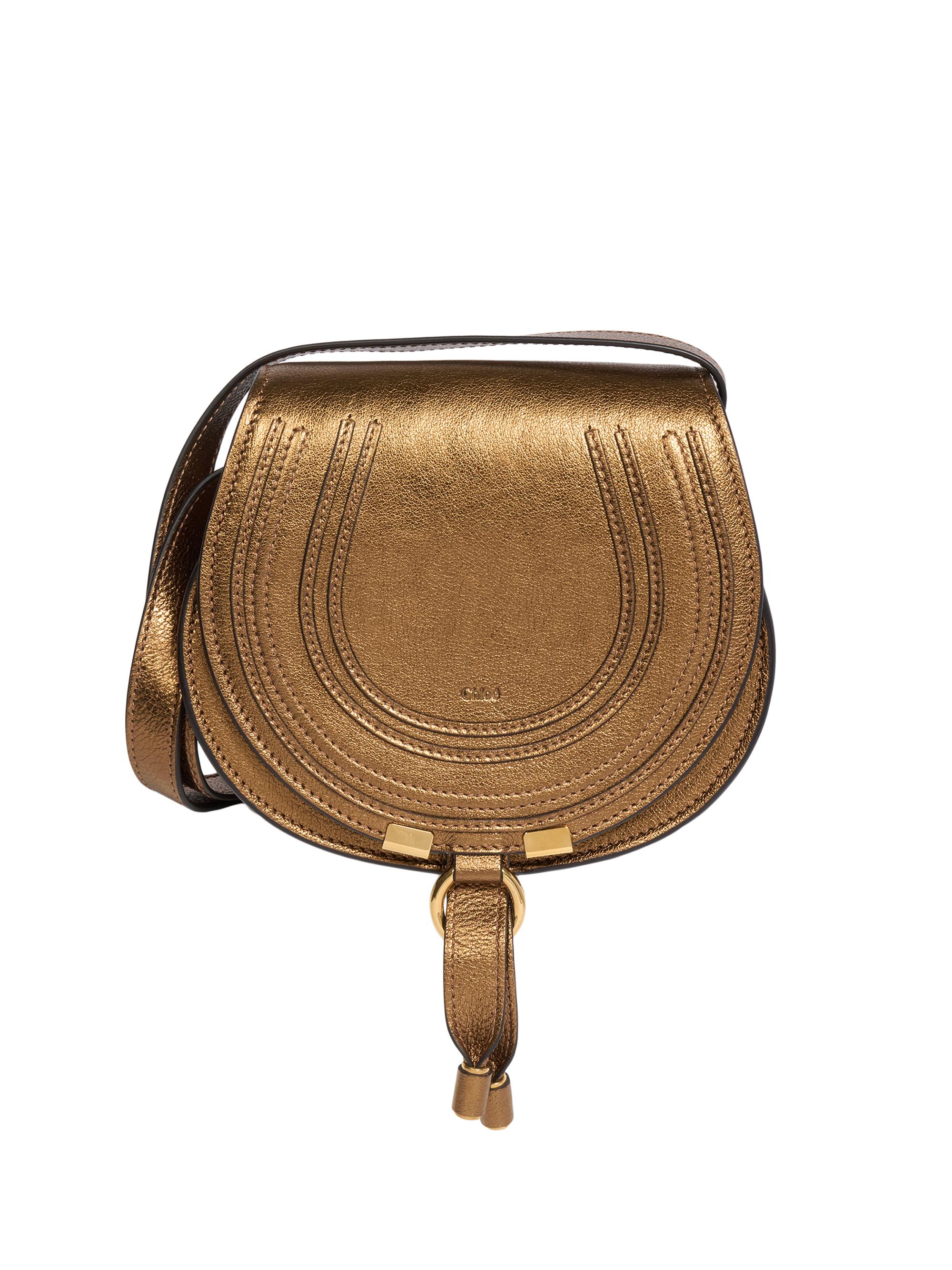 Chloé Women's Marcie  Metallized Leather Crossbody - Golden Brown