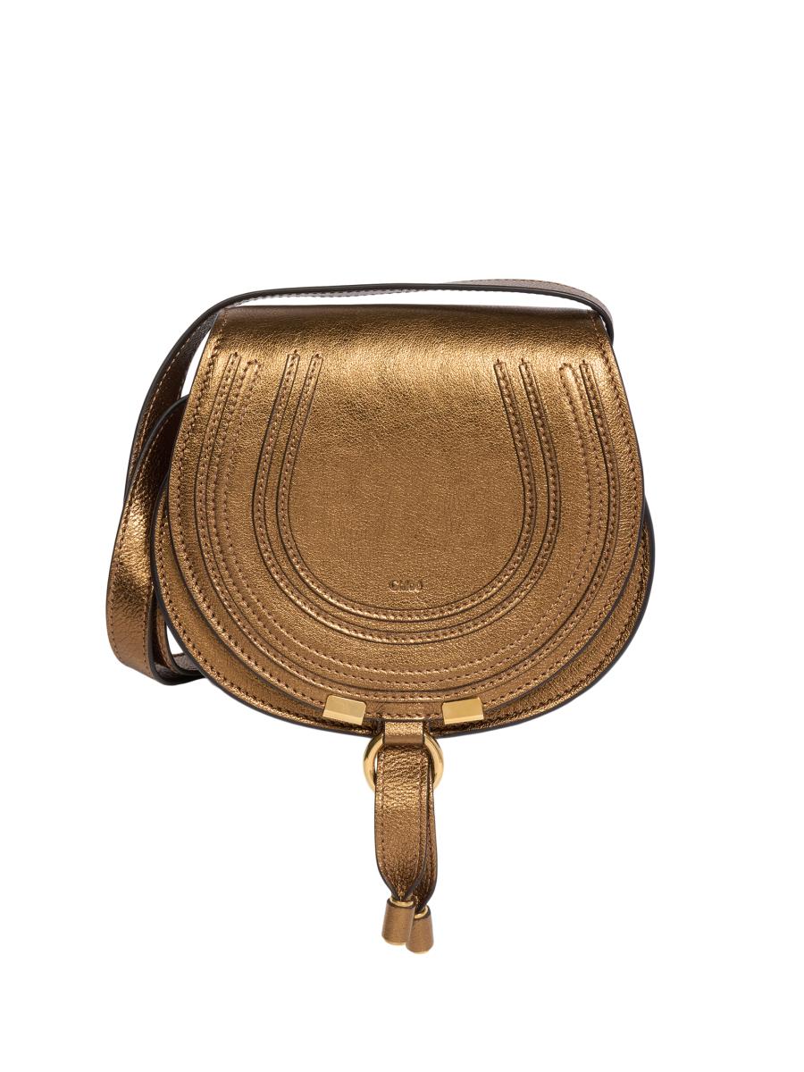 Chloé Women's Marcie Small Metallized Leather Crossbody In Brown