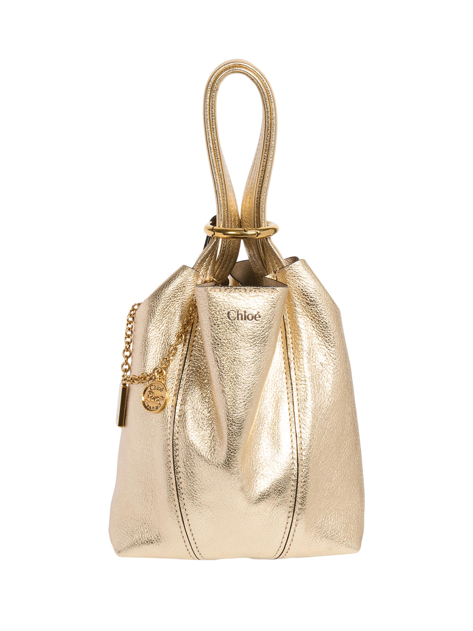 Mini Spin Metallic Leather Tote Bag