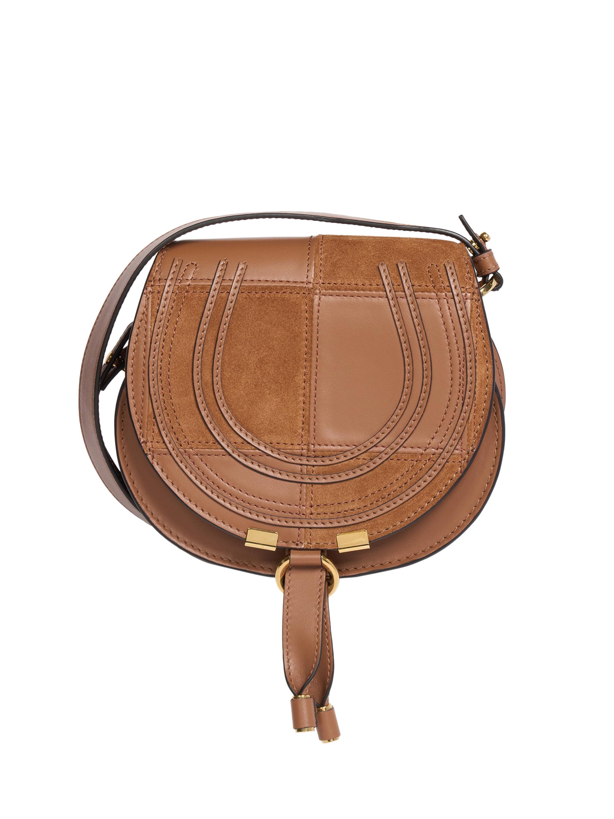 Chloé Women's  Marcie Grained Leather & Suede Saddle Bag - Dusty Tan