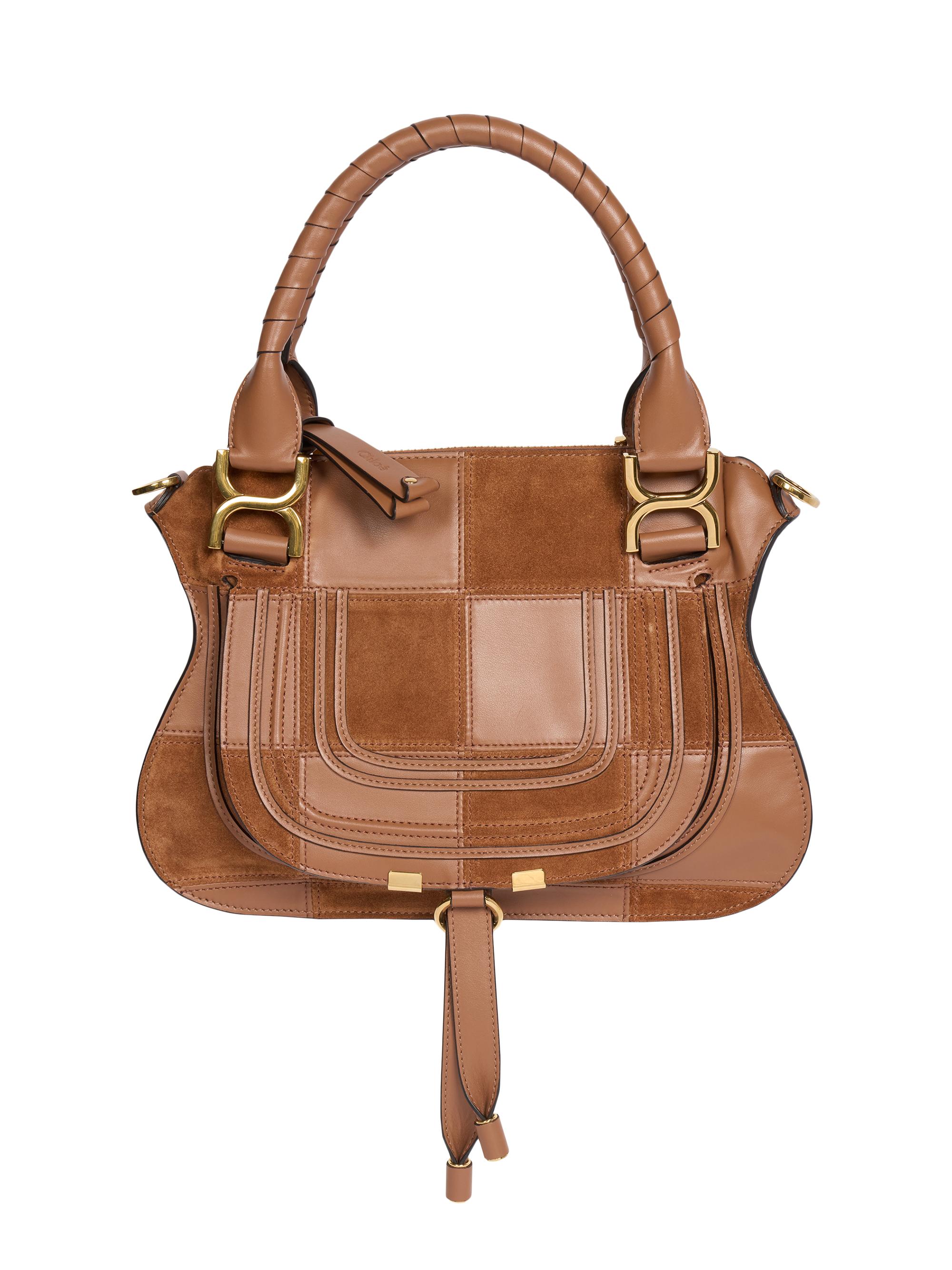 Chloé Women's  Marcie Patchwork Leather & Suede Saddle Bag - Dusty Tan