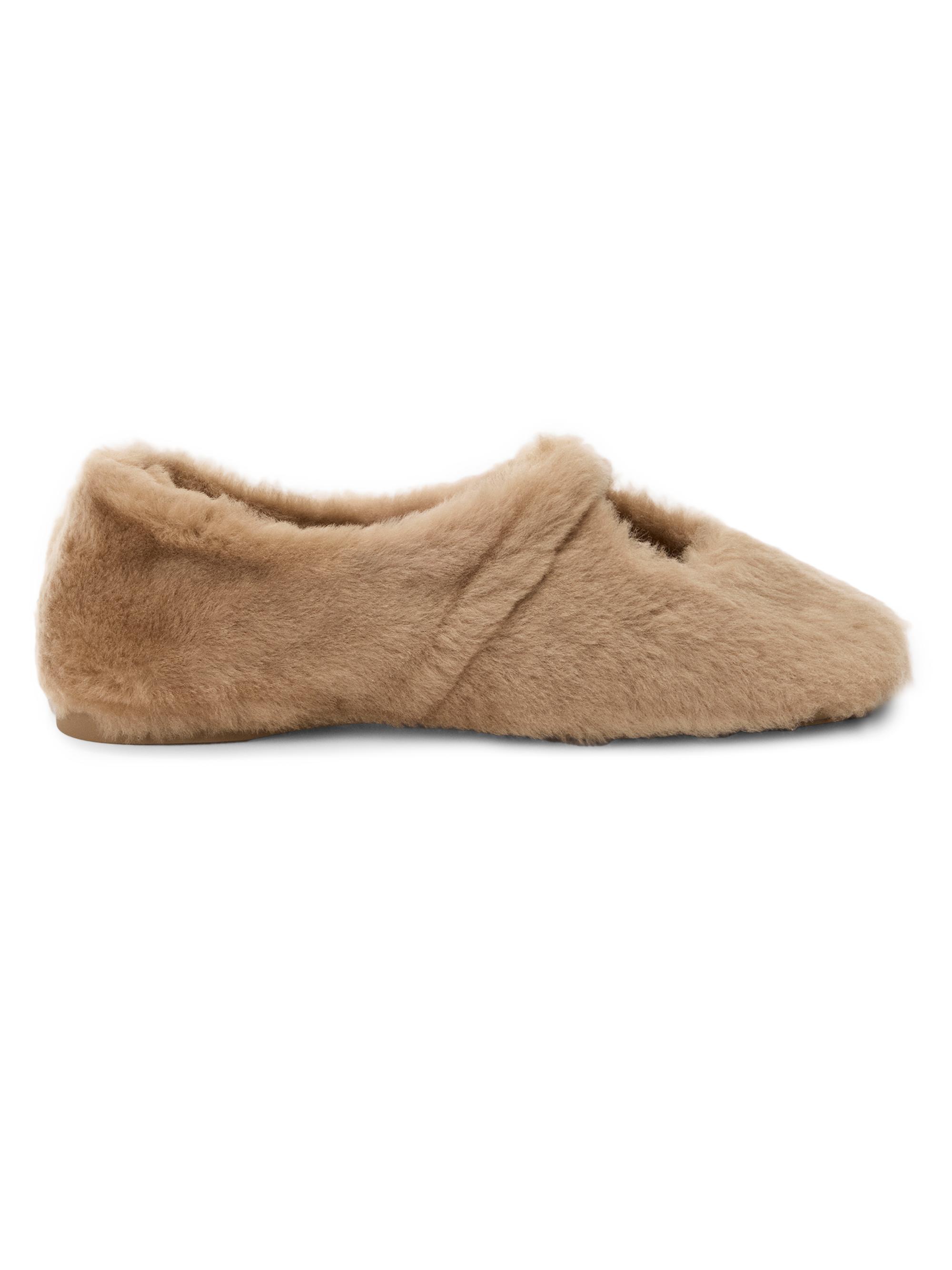 LOEWE Women's Pebble Soft Shearling Ballerina Flats - Oak