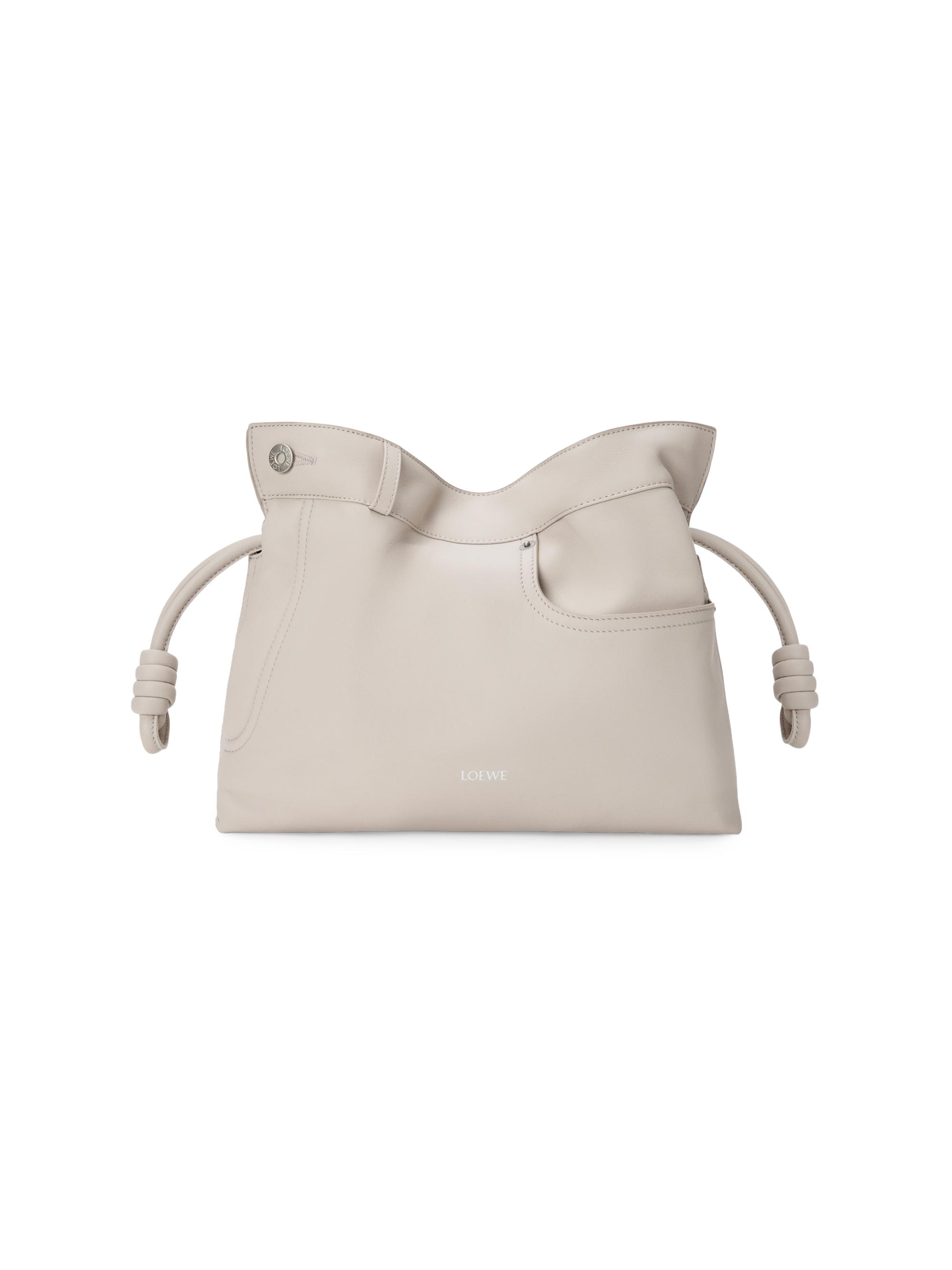 LOEWE Women's Medium Panta Flamenco Leather Clutch - Light Ghost