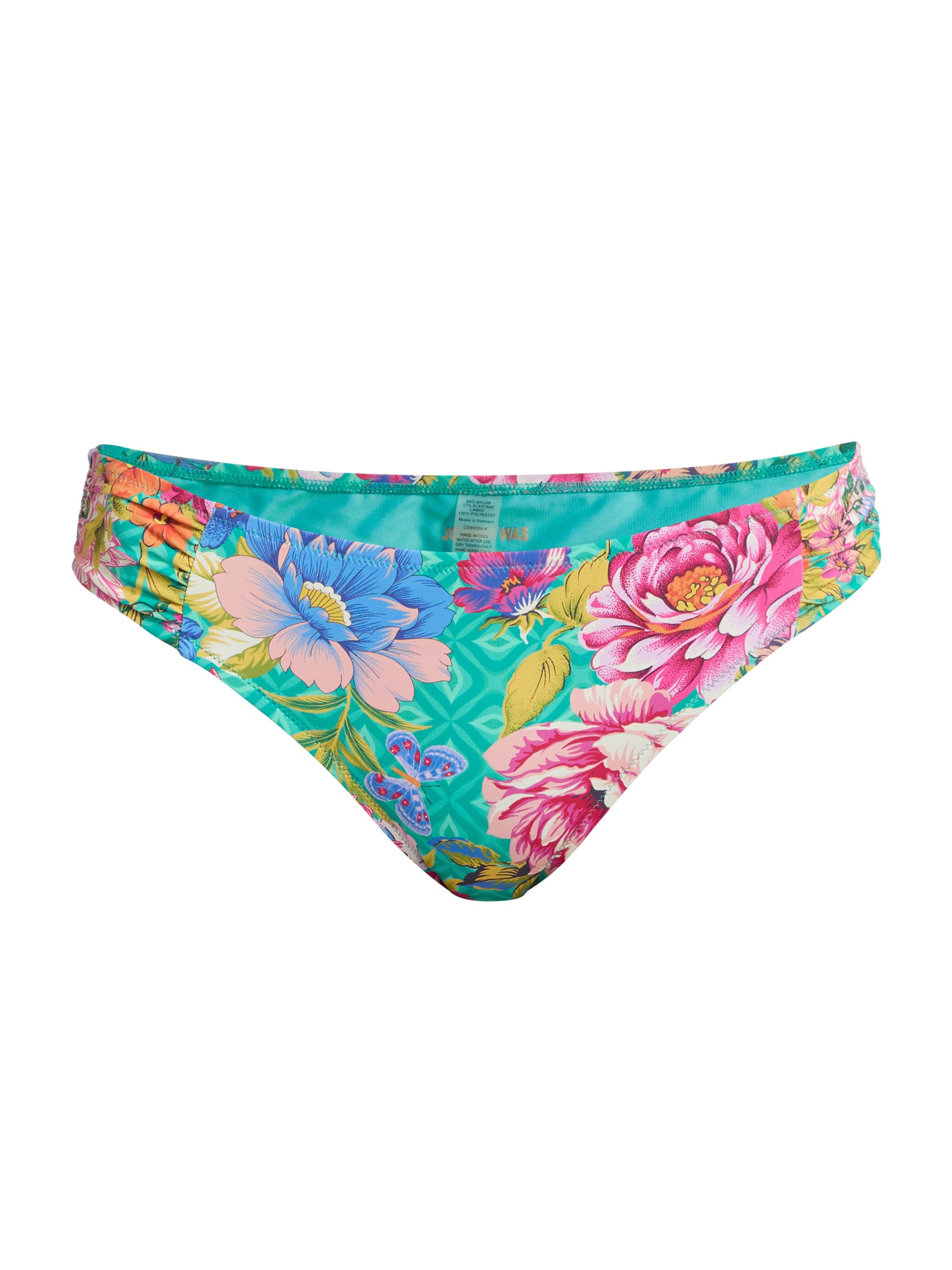 Johnny Was Women's Sweetspire Print Ruched Hipster Bikini Bottom - Sweetspire