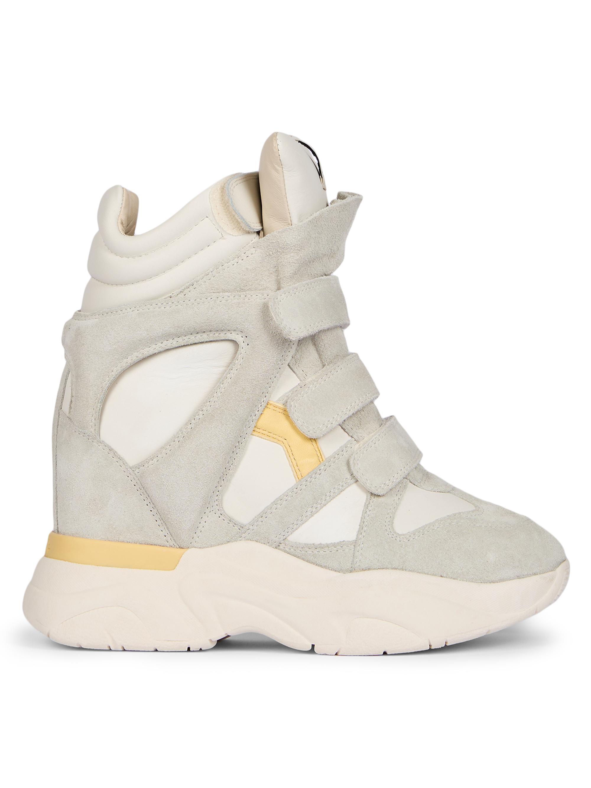 Isabel Marant Women's Balskee Suede-Leather High-Top Sneakers - Chalk Butter