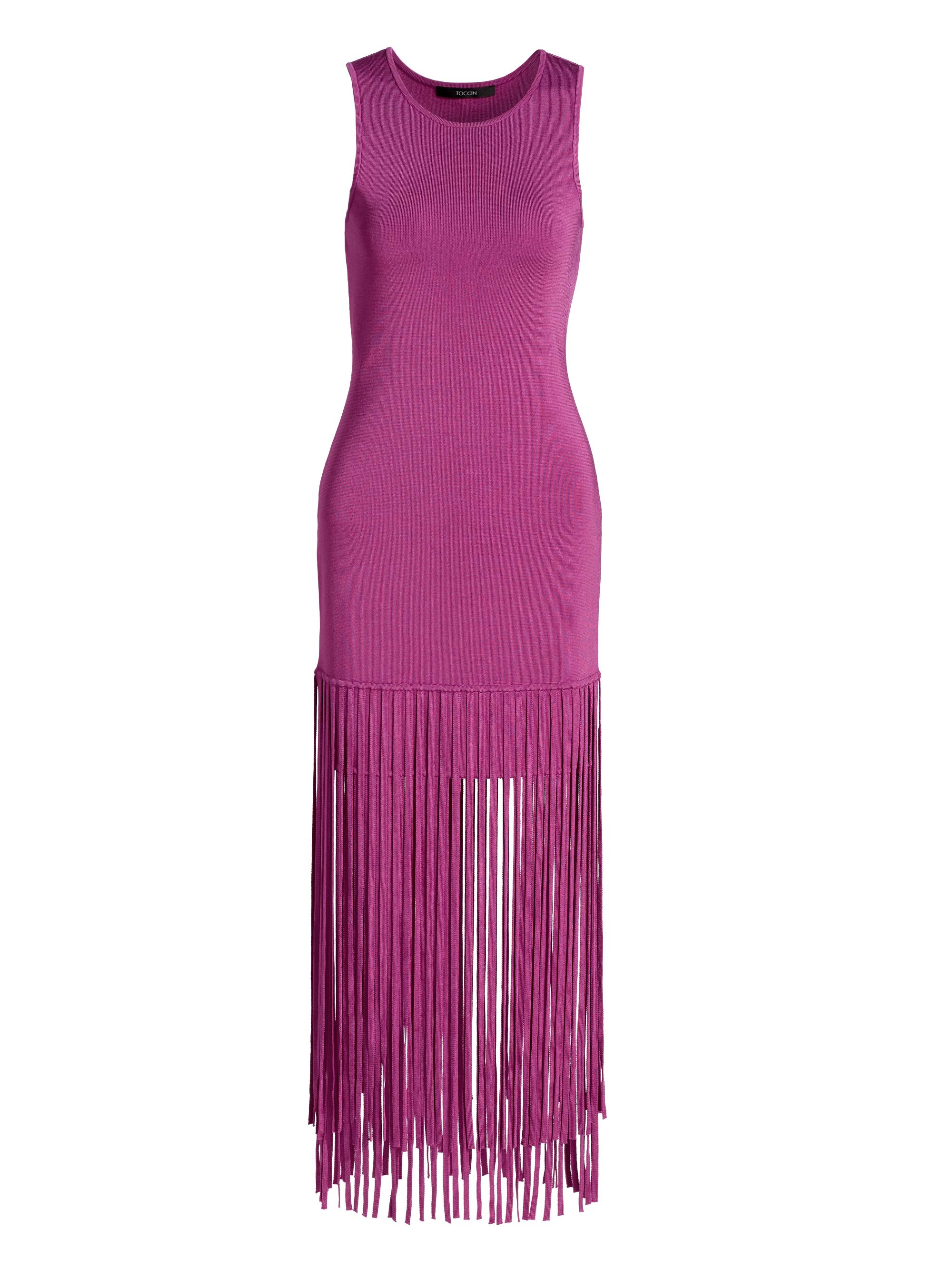 Toccin Women's Margaux Fringe-Accented Midi-Dress - Fuchsia