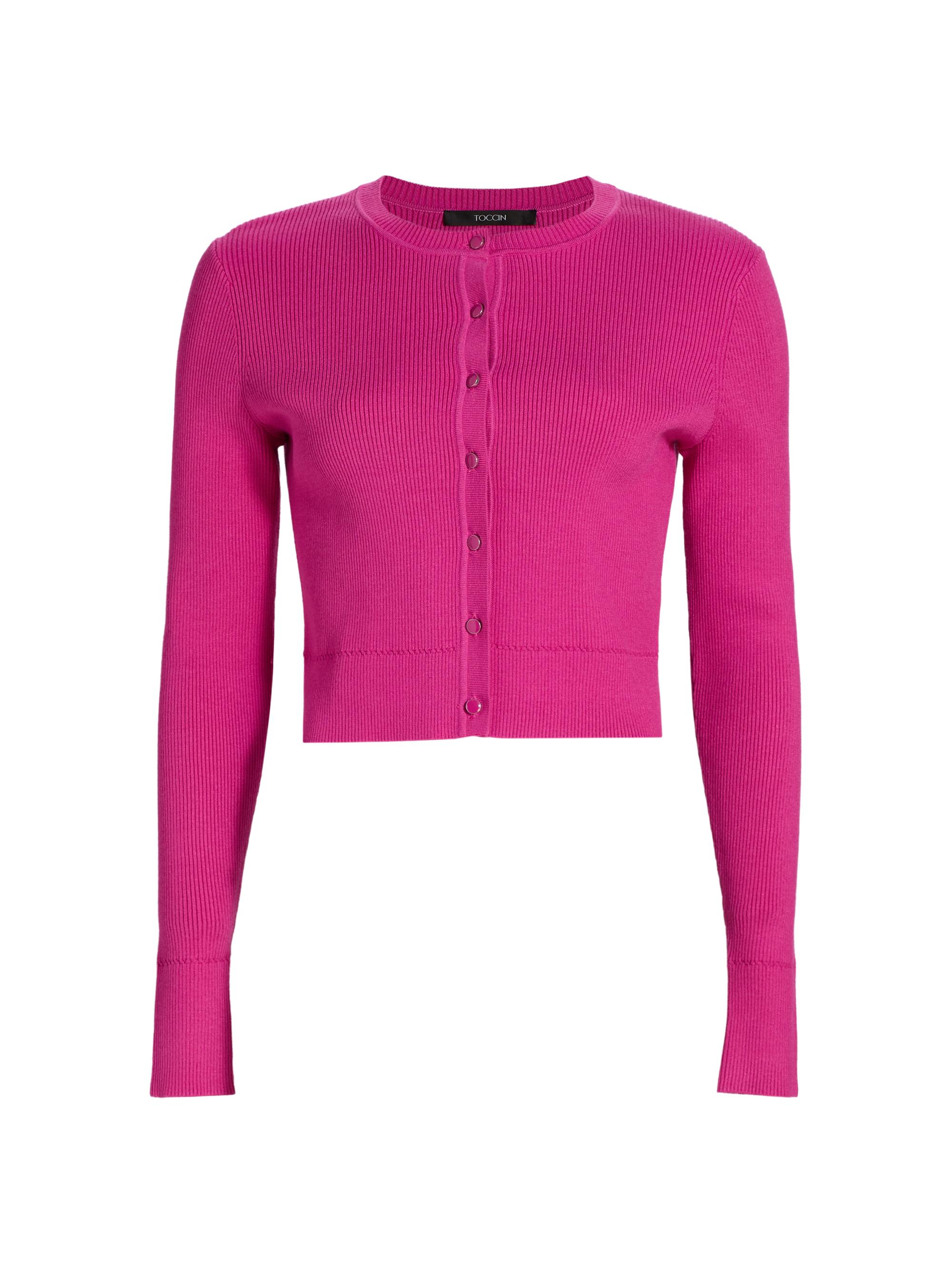 Toccin Women's Zoe Crop Cardigan - Fuchsia