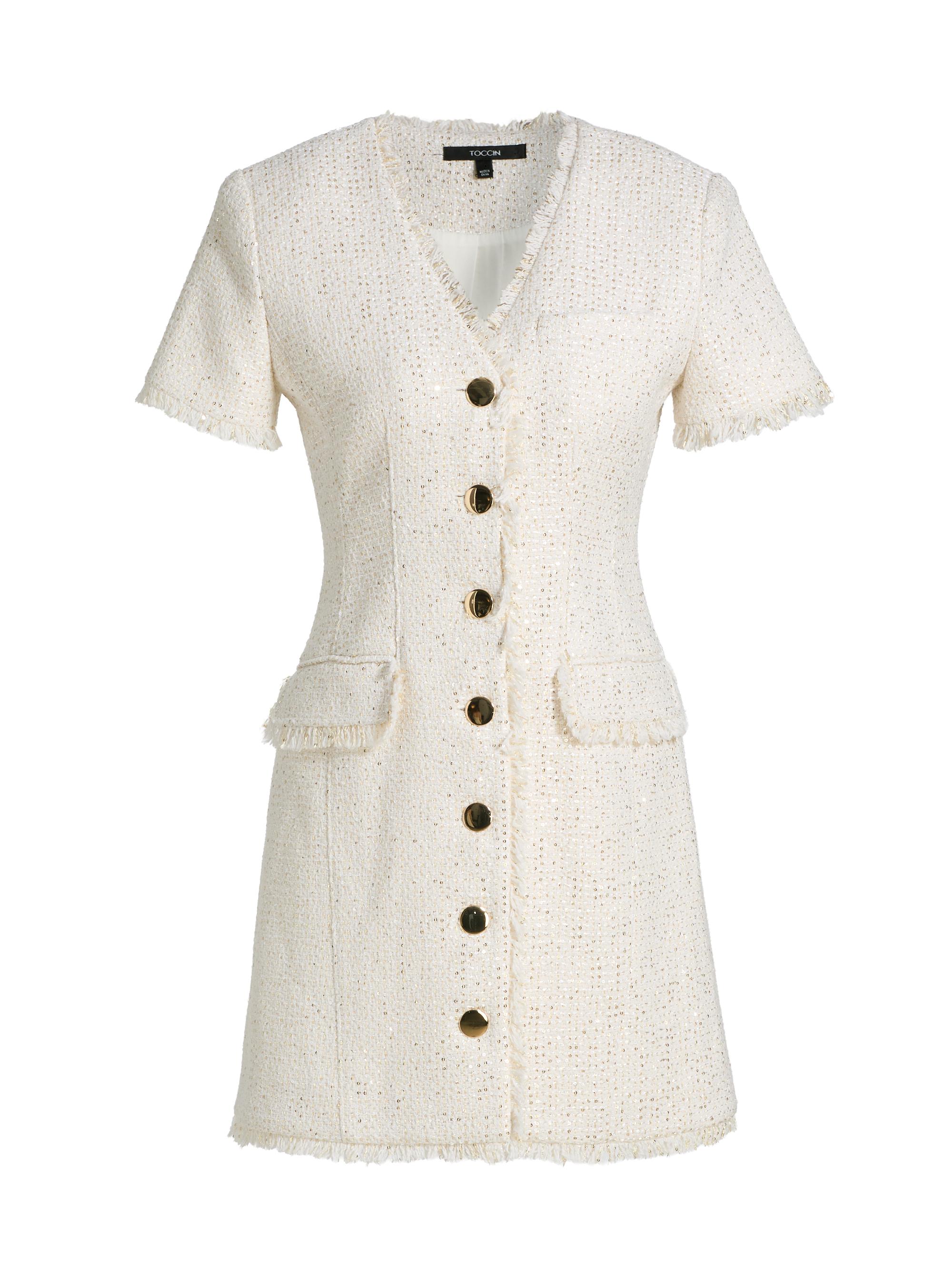 Toccin Women's Phoebe Sequined Tweed Short-Sleeve Minidress -