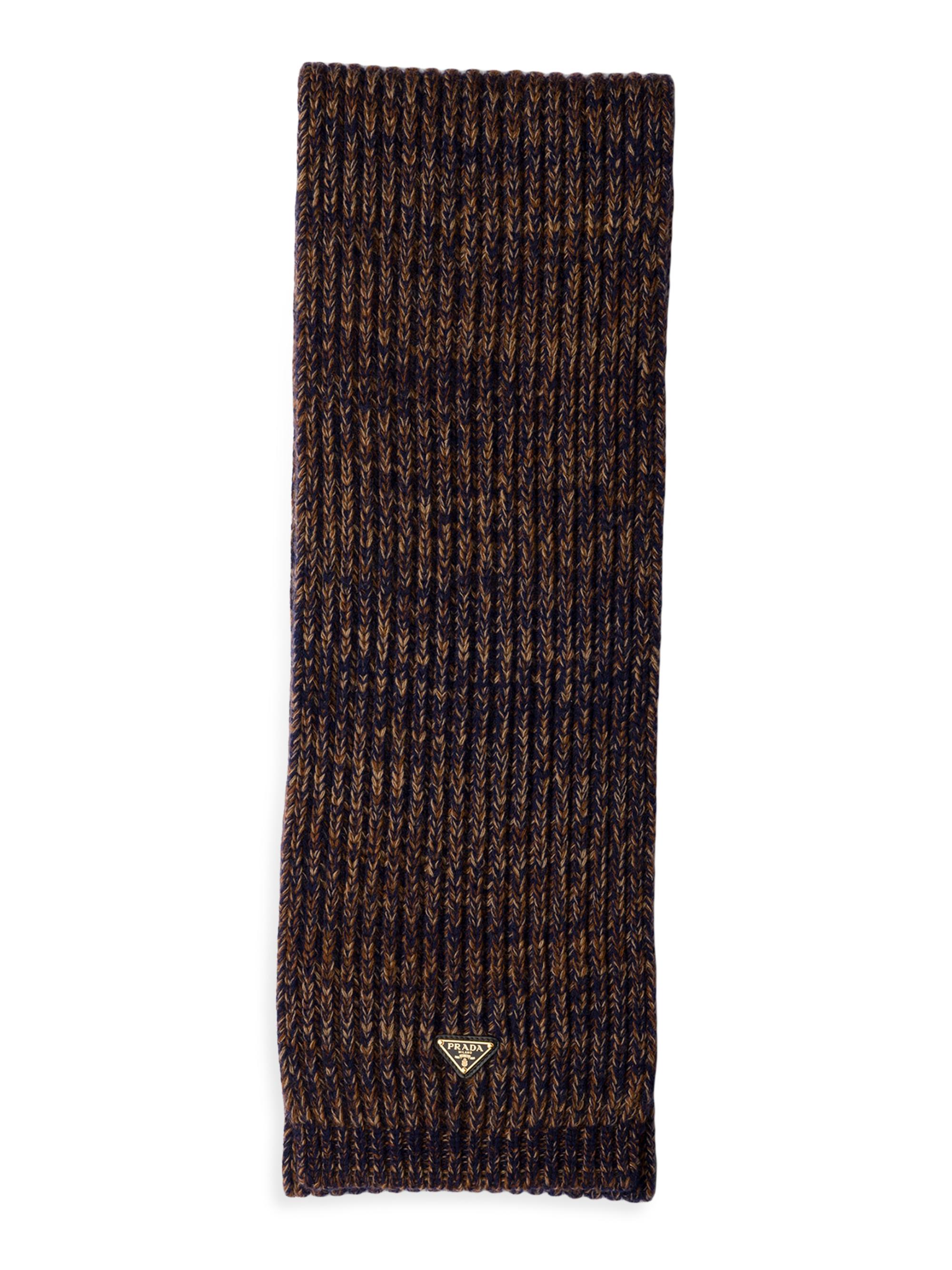 Prada Women's Mélange Wool and Cashmere Scarf - Dark Brown