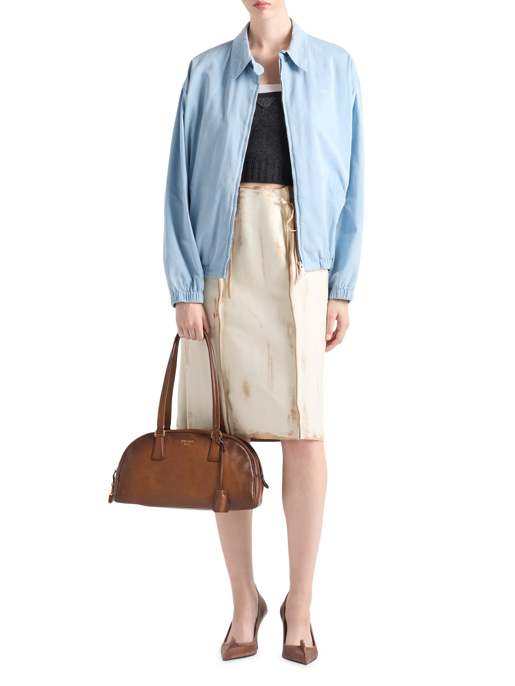 Prada Women's Bowling  Shoulder Leather Bag - Brown