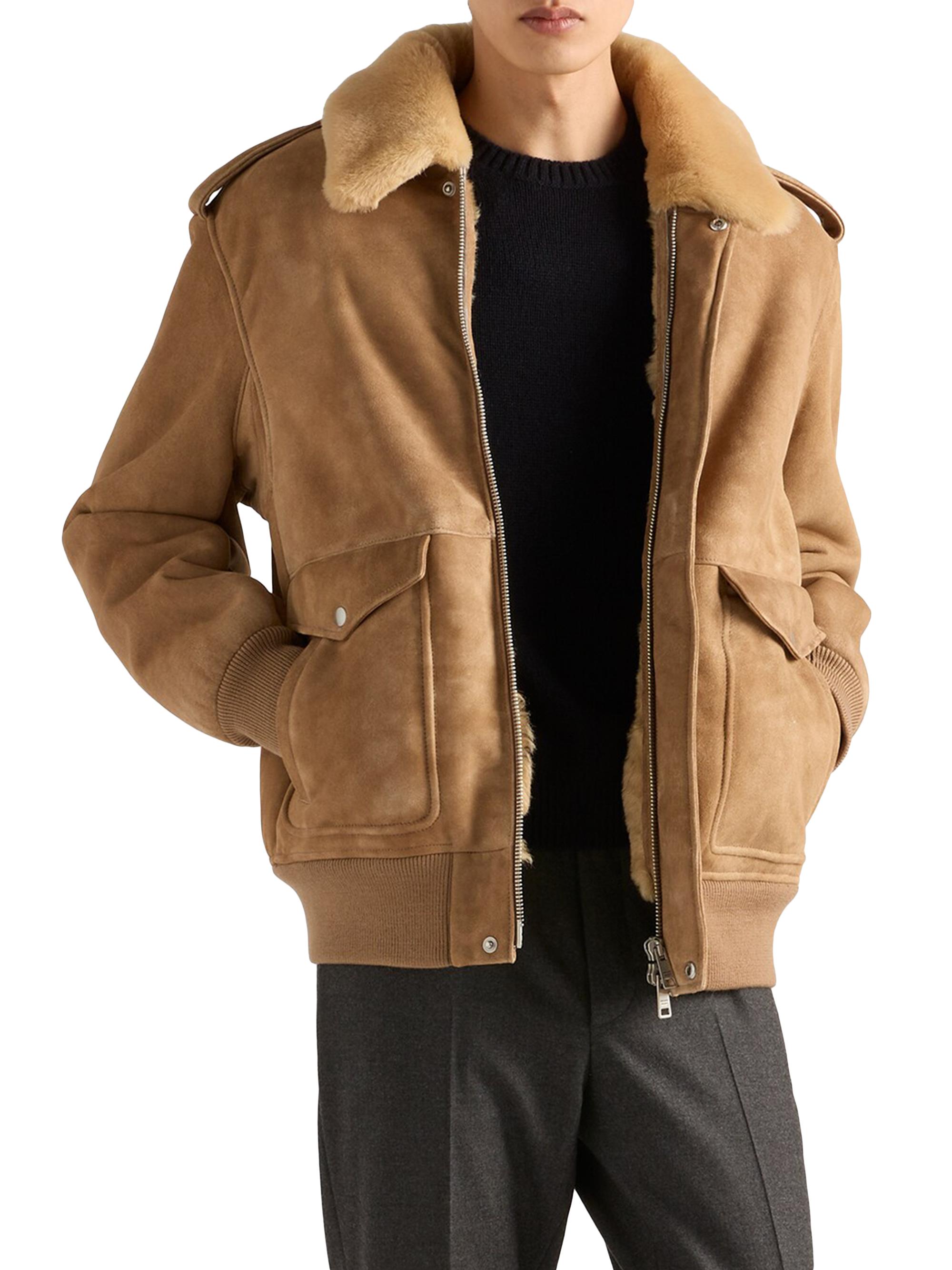 Prada Suede and Shearling Bomber Jacket | Saks Fifth Avenue