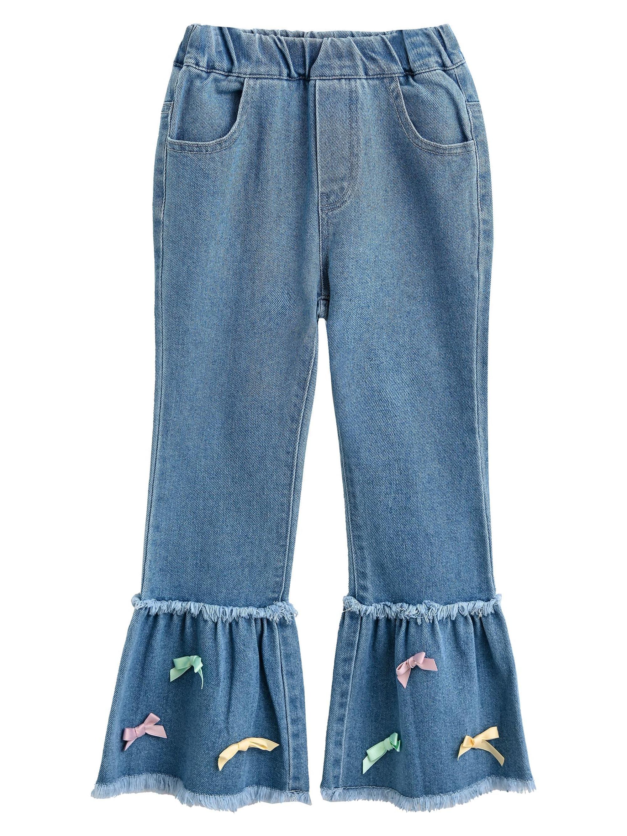 Mimi Tutu Little Girl's Denim Ribbon Flare Jeans - Blue