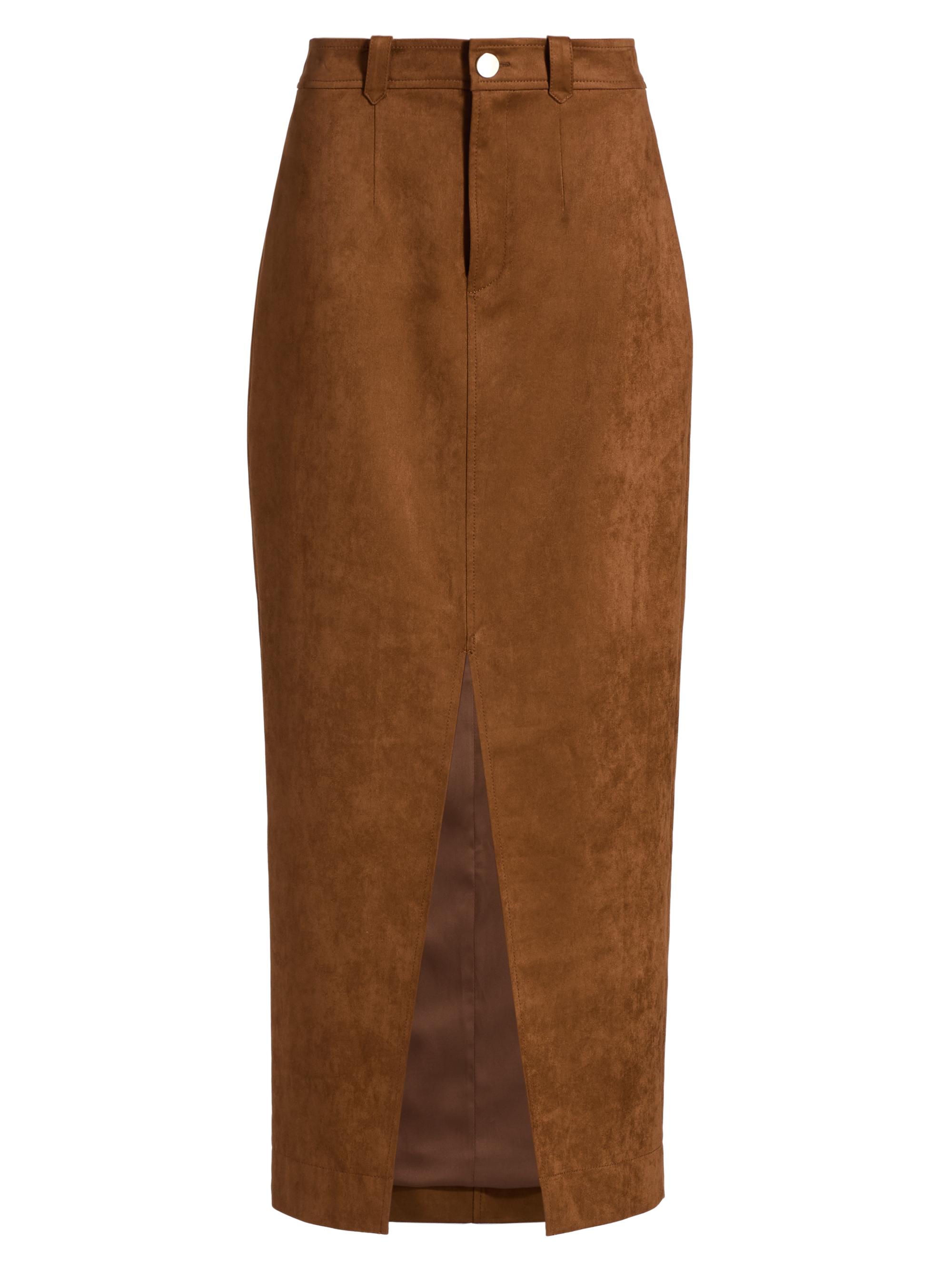 Toccin Women's Meg Faux Suede Midi-Skirt - Brandy