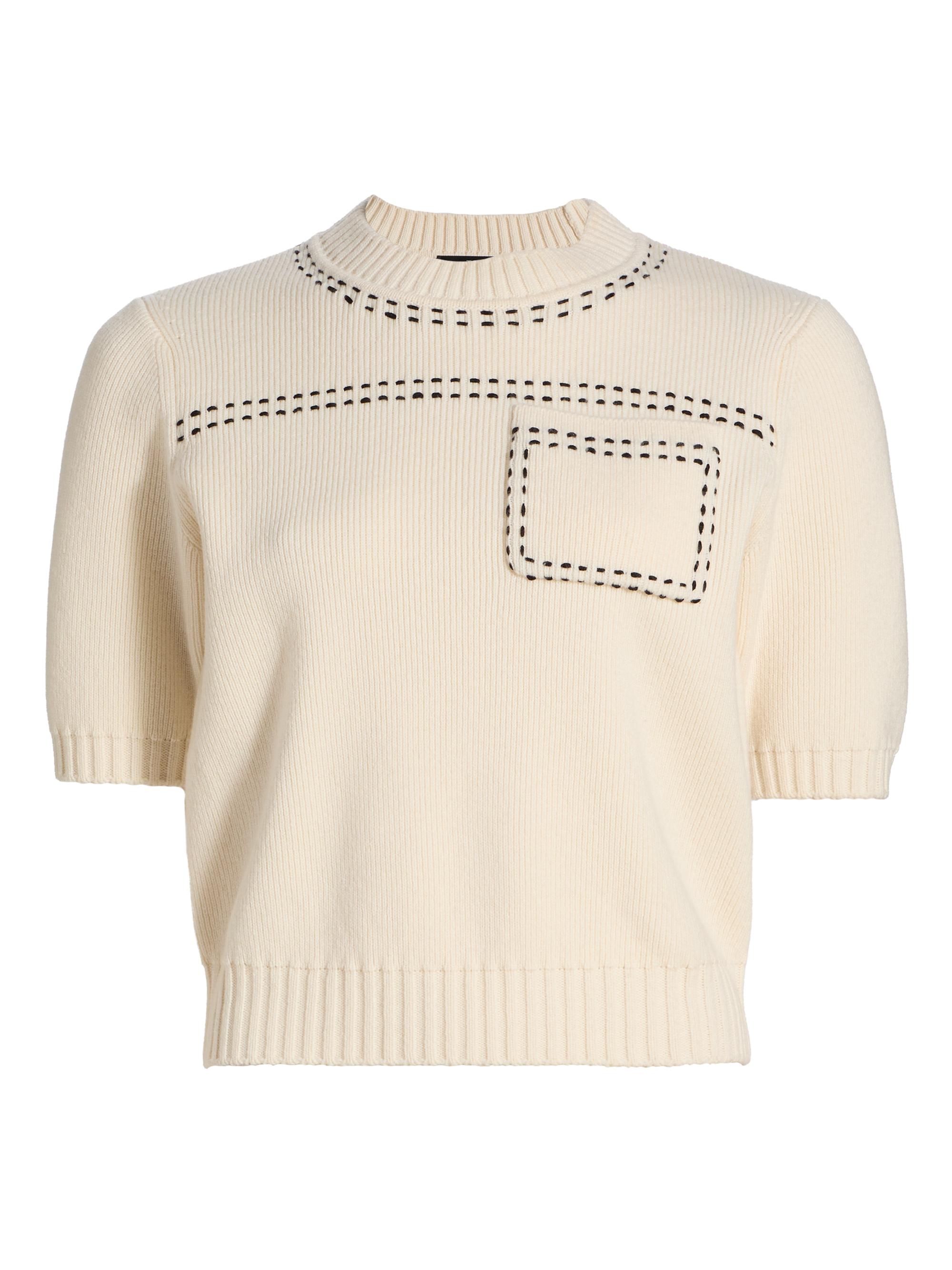 Toccin Women's Kelly Wool-Cashmere Short-Sleeve Sweater -  Jet