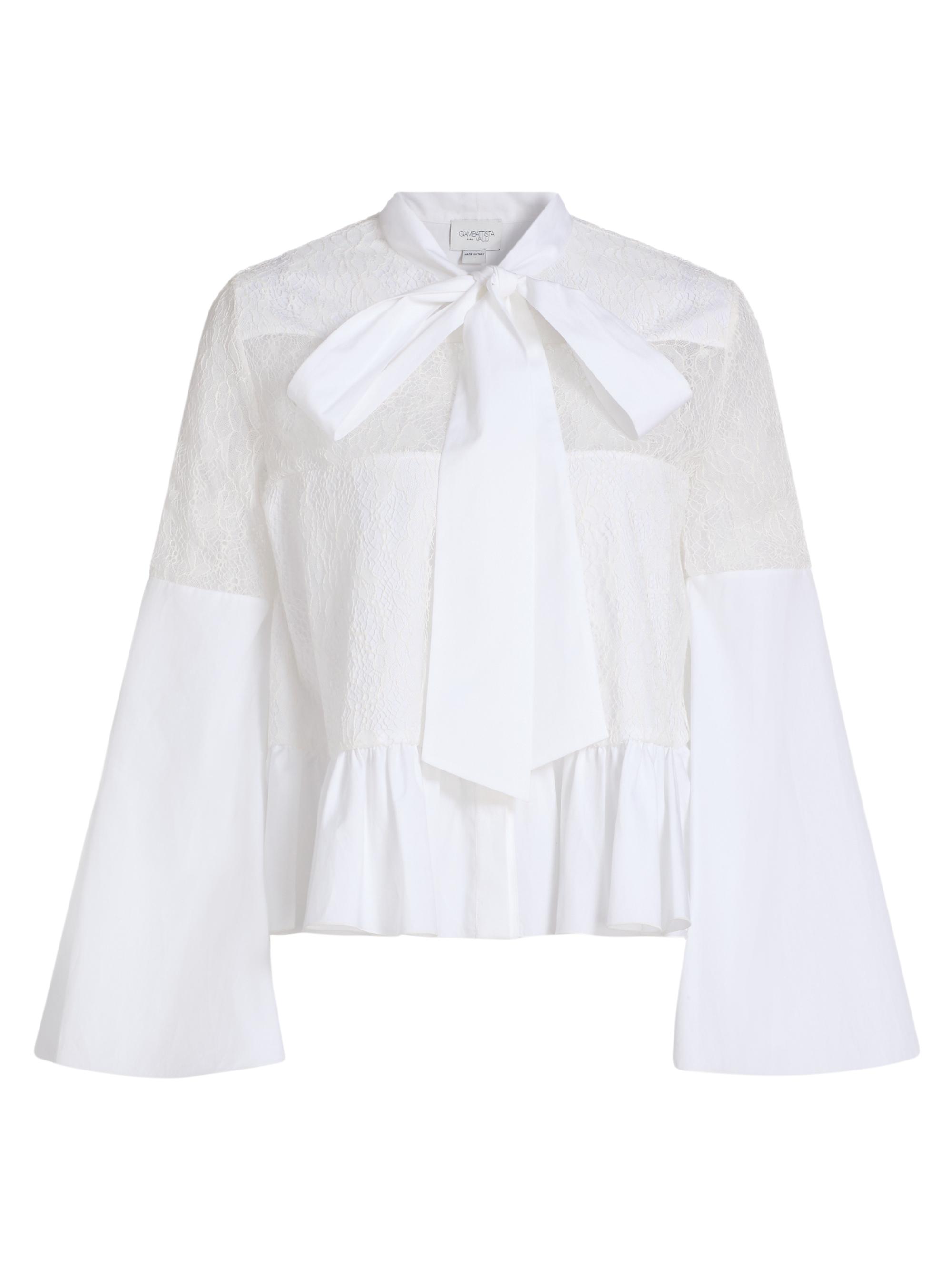 Giambattista Valli Women's Lace-Trimmed Cotton Blouse - Off White