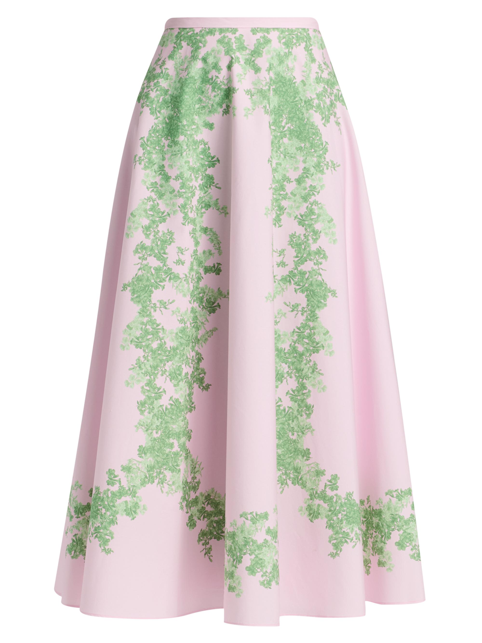 Giambattista Valli Women's Floral Poplin Cotton Maxi Skirt - Rose Green