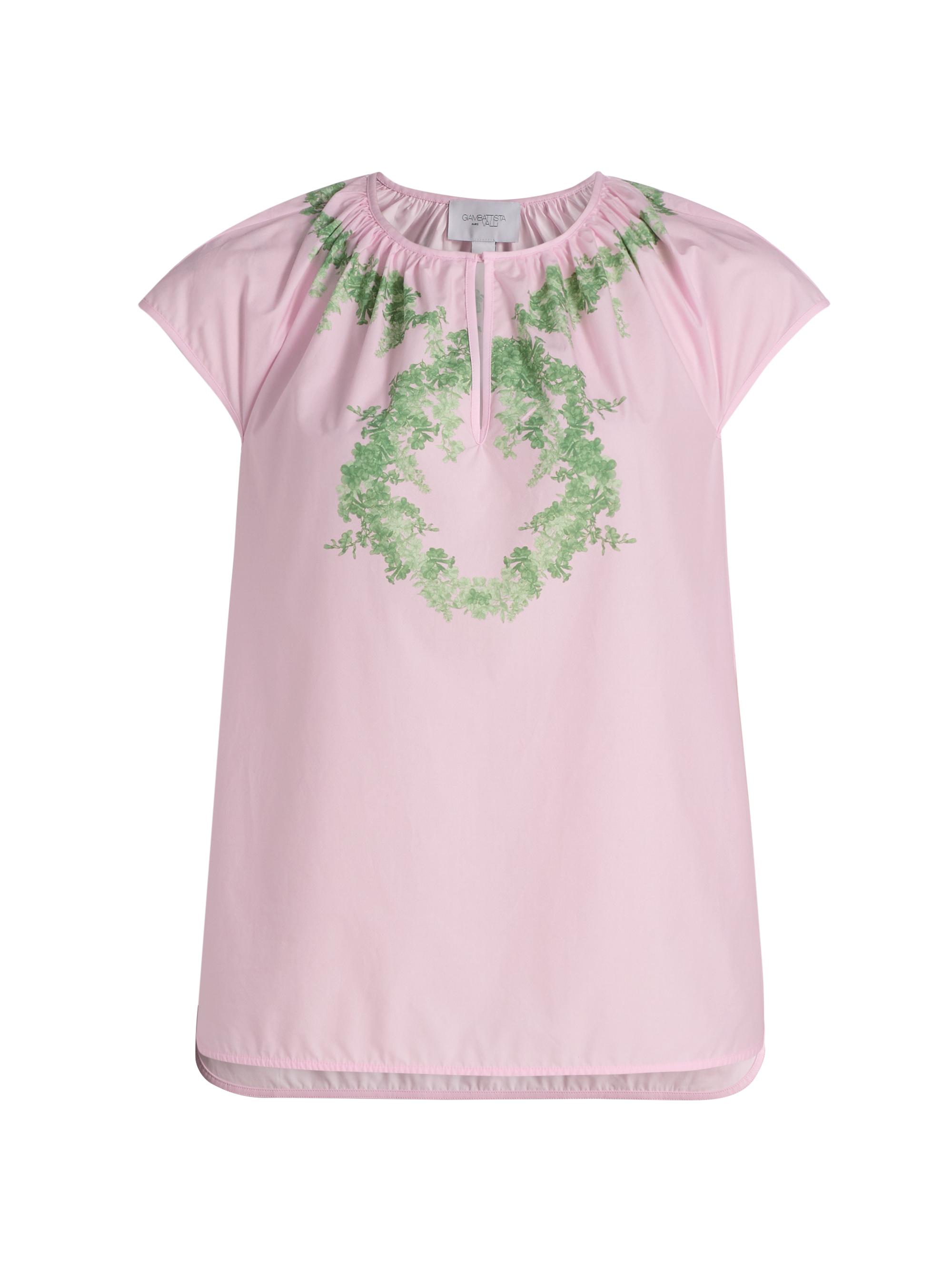 Giambattista Valli Women's Floral Poplin Cotton Blouse - Rose Green