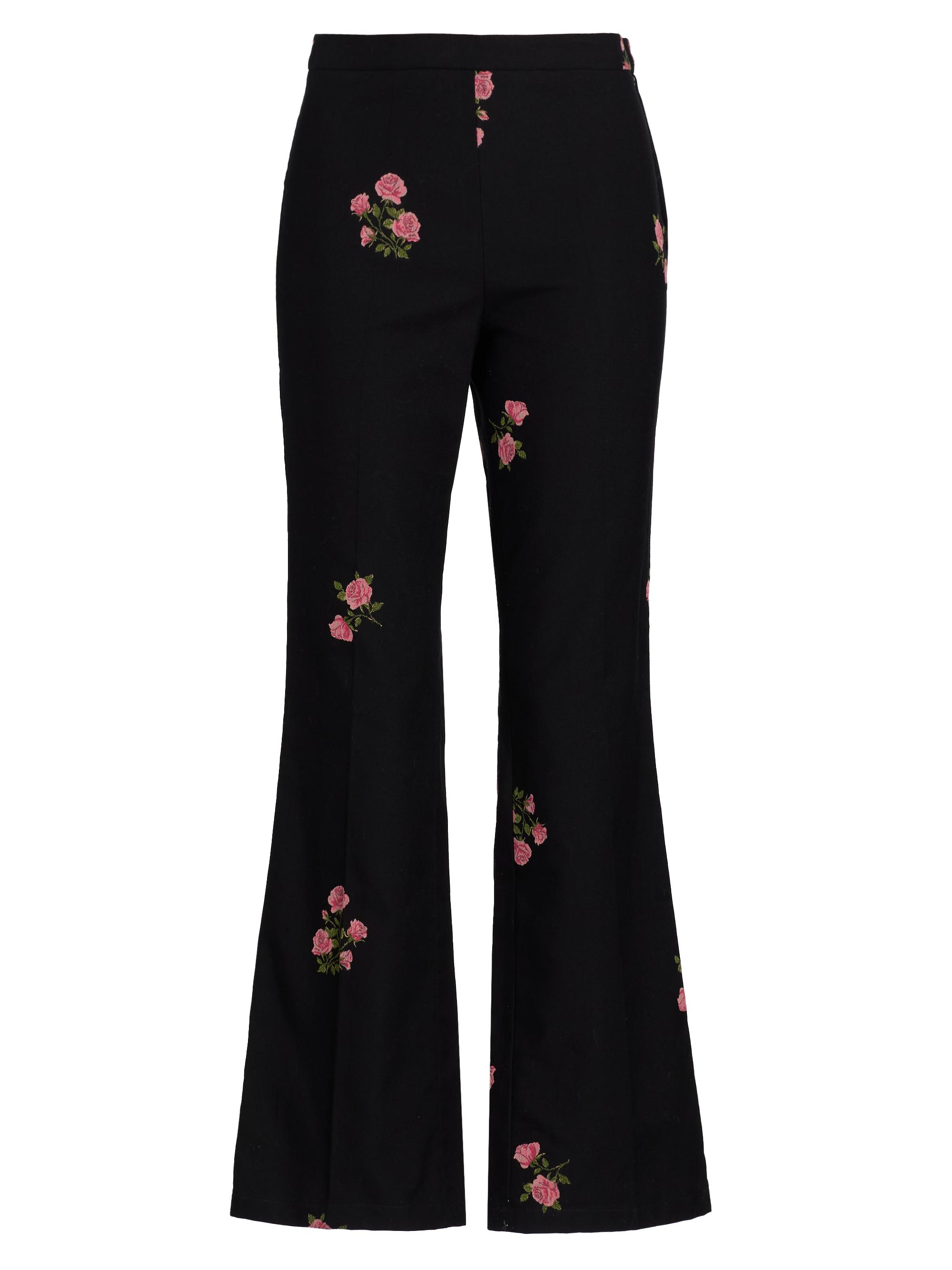 Giambattista Valli Women's Floral Fil Coupé Cotton Flared Trousers - Black Multi