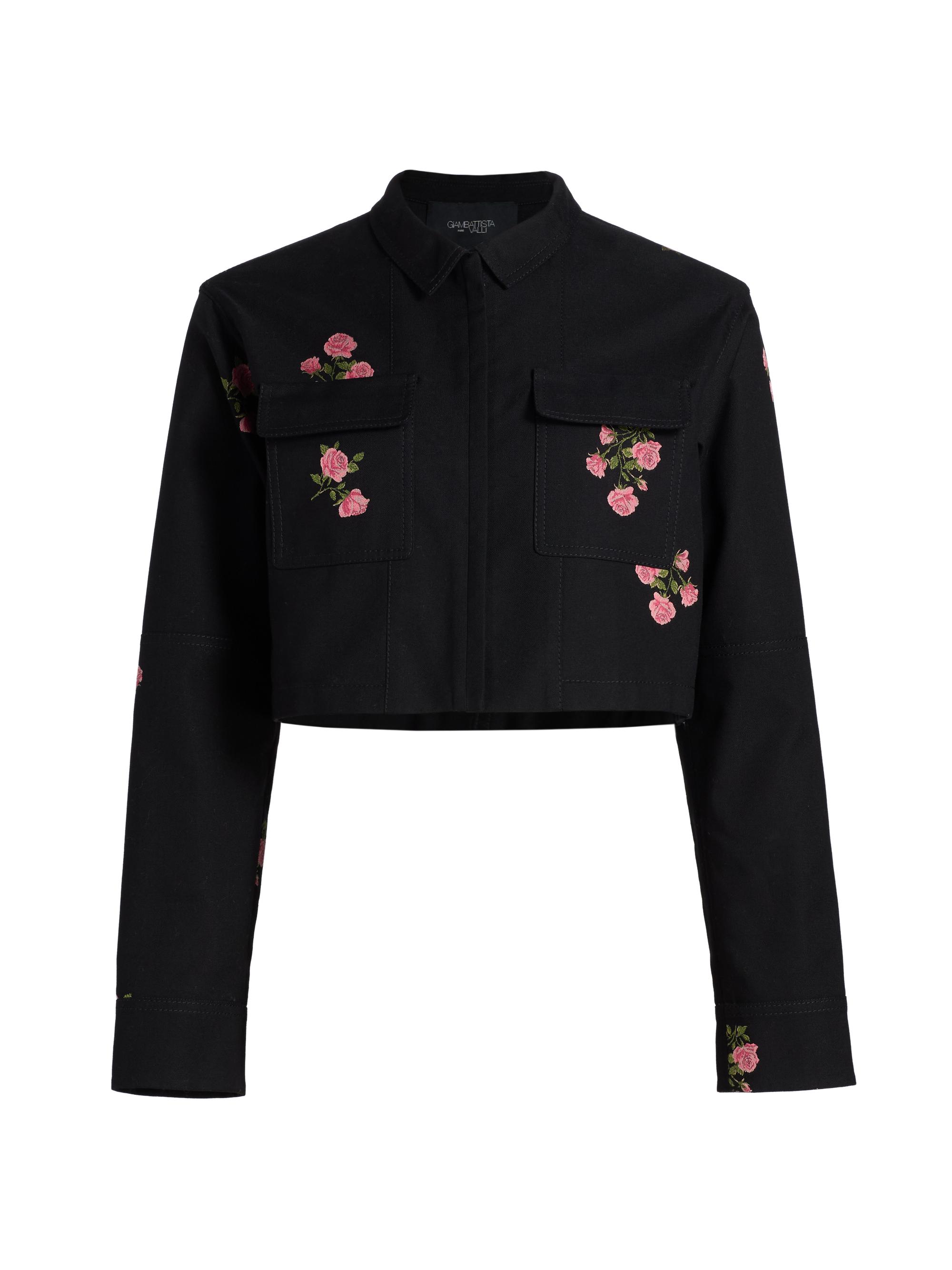 Giambattista Valli Women's Floral Fil Coupé Cotton Crop Jacket - Black Multi