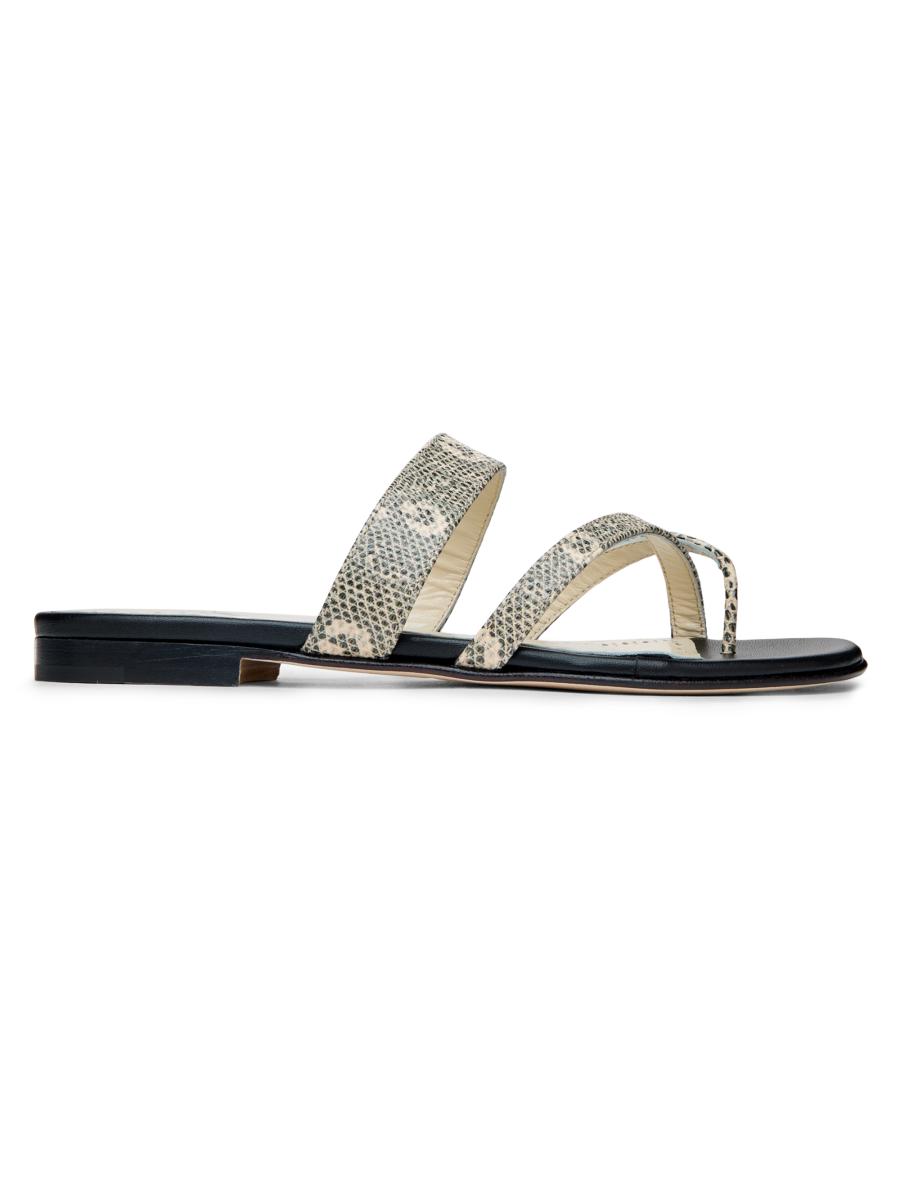 Manolo Blahnik Susaperf Snake-Embossed Leather Sandals | Saks