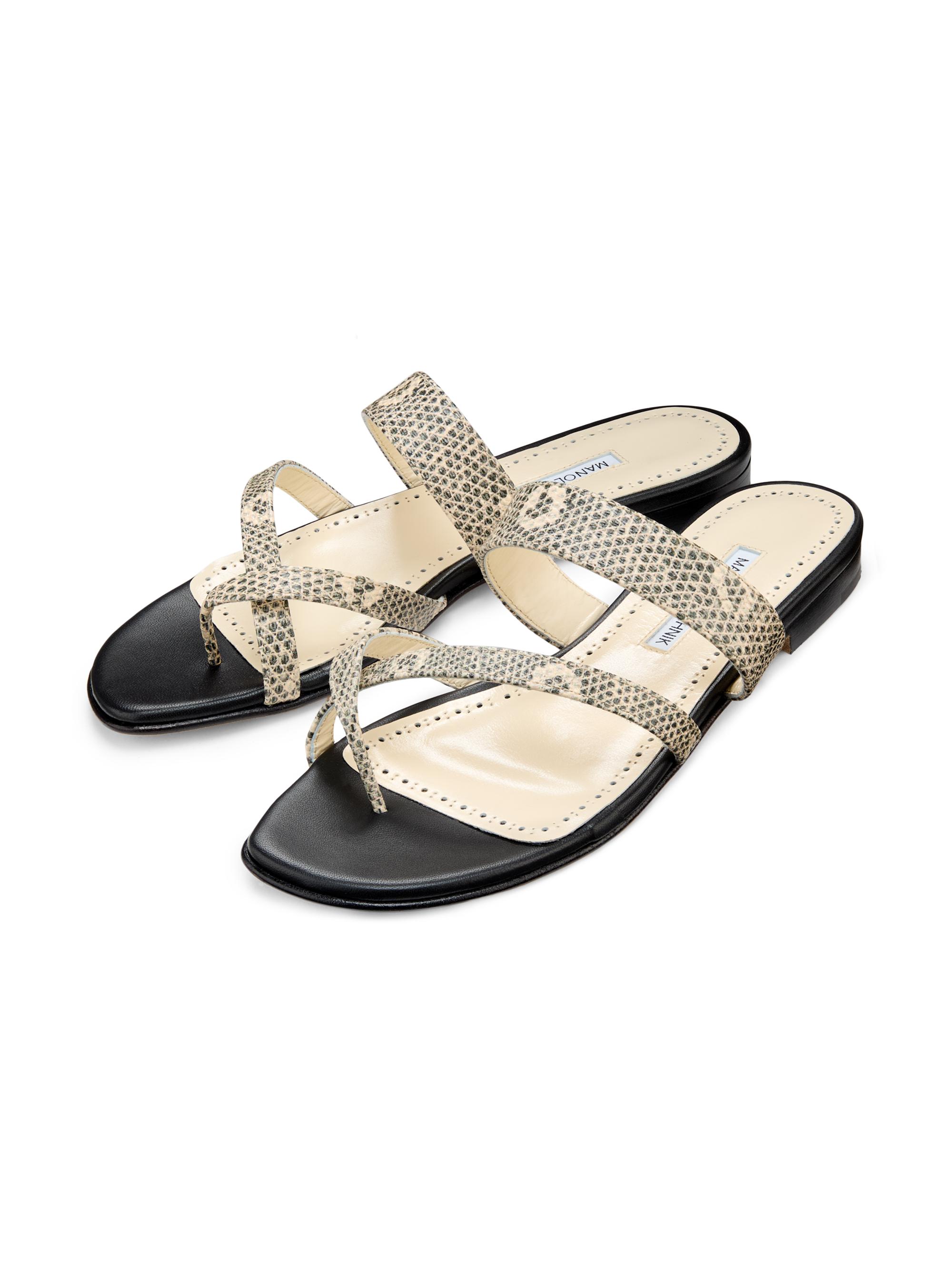 Manolo Blahnik Susaperf Snake-Embossed Leather Sandals | Saks