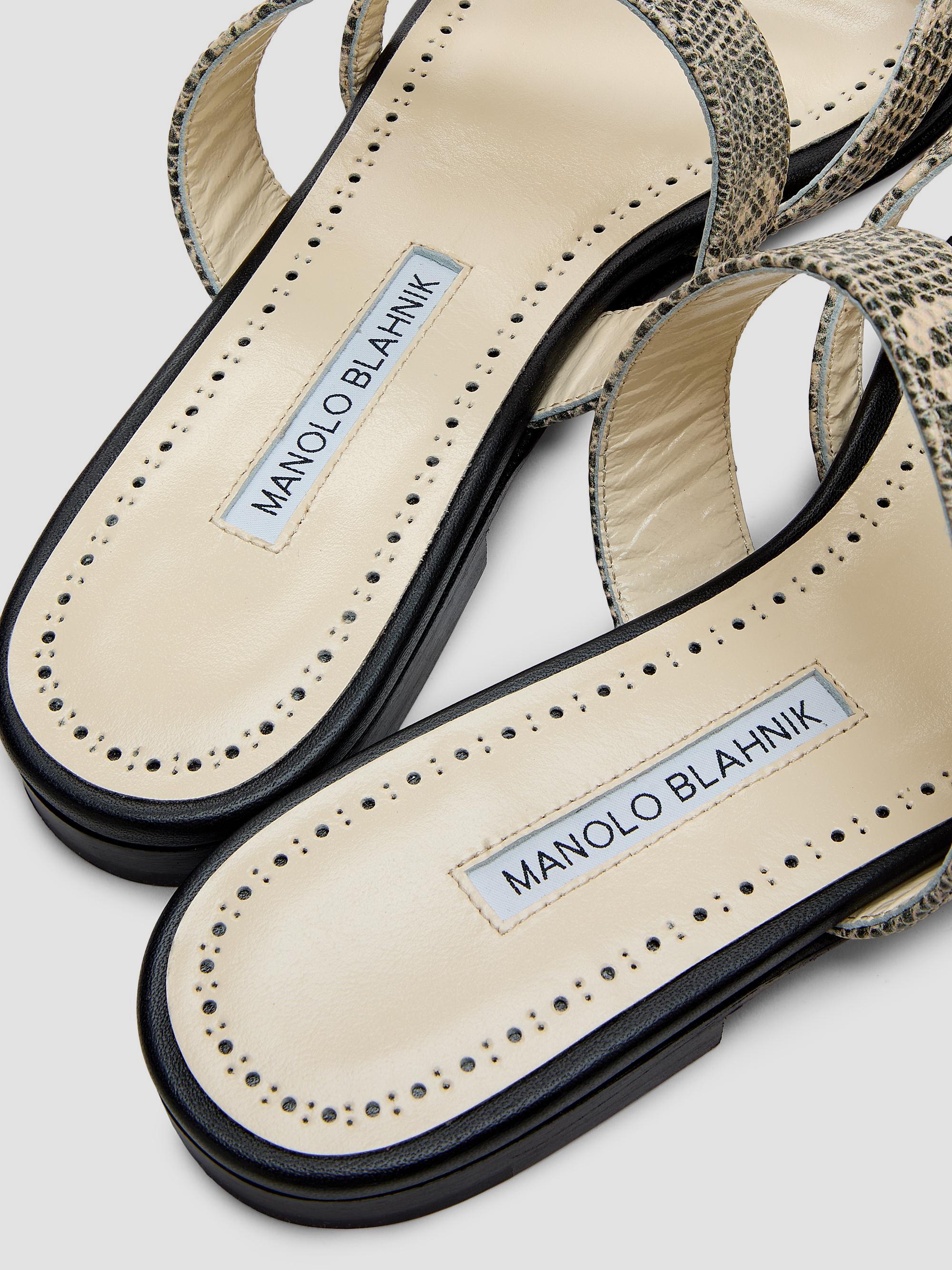 Manolo Blahnik Susaperf Snake-Embossed Leather Sandals | Saks
