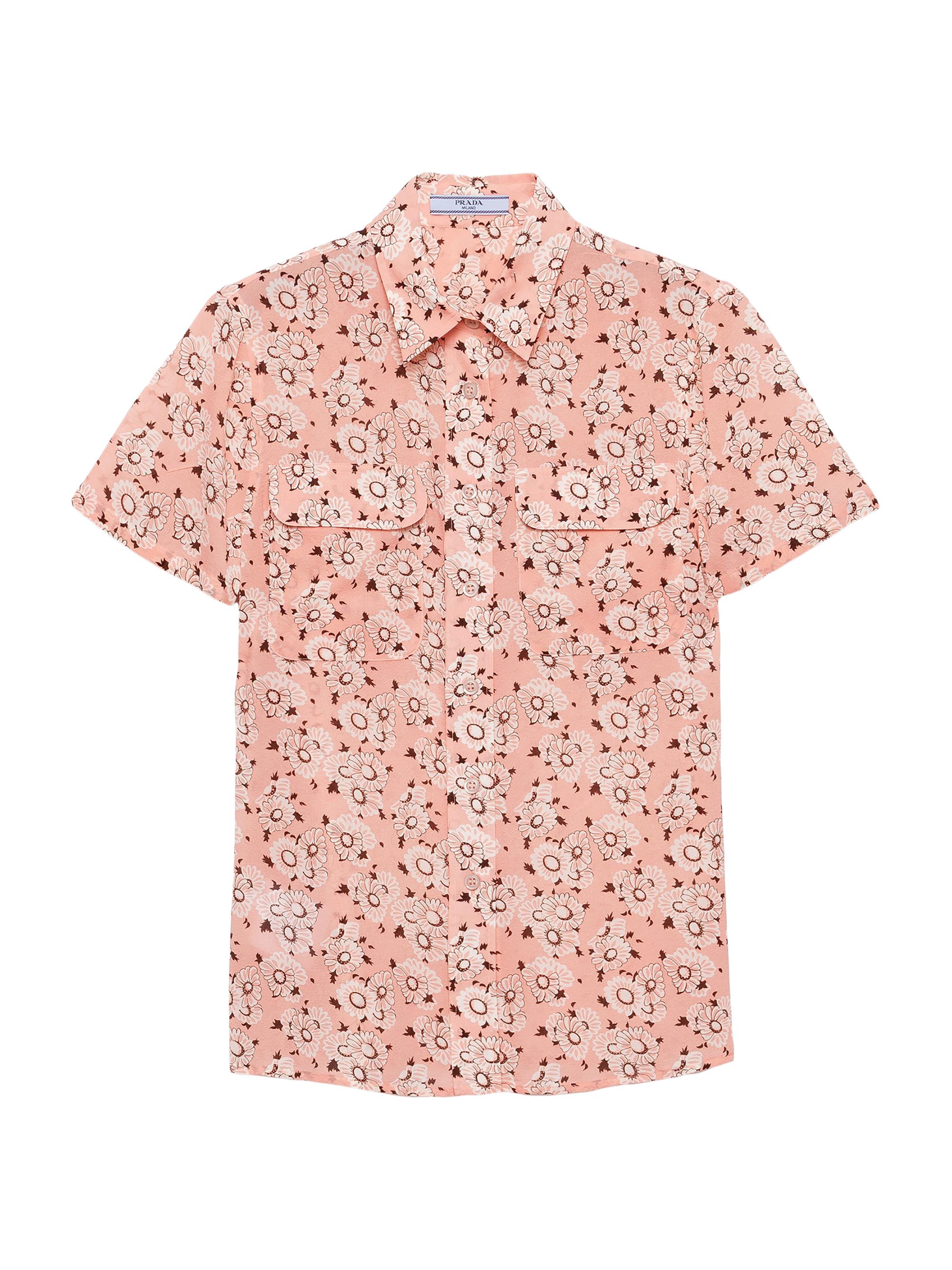 Prada Women's Floral Print Georgette Shirt - Pink