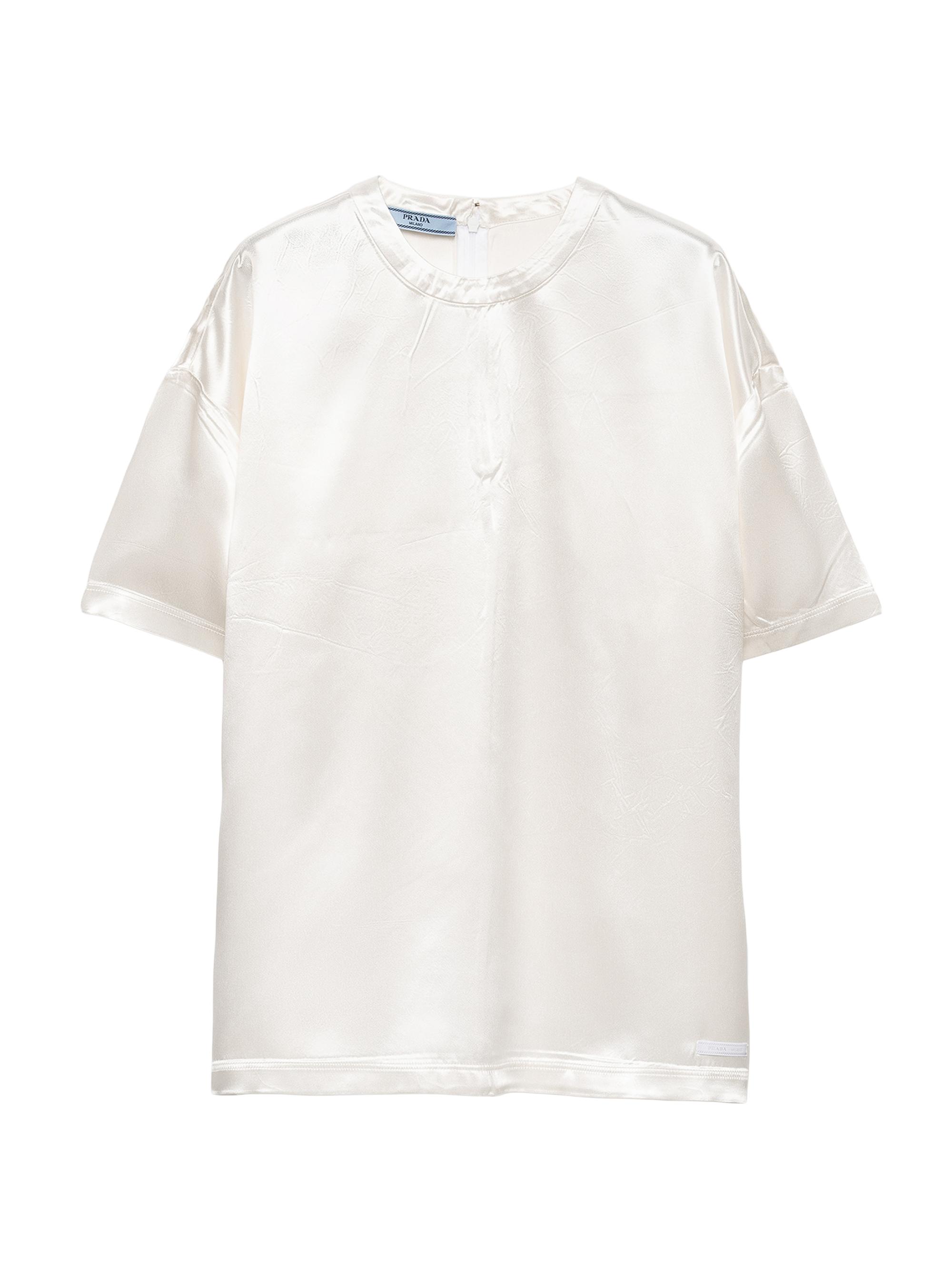 Prada Women's Short Sleeved Satin Top - White