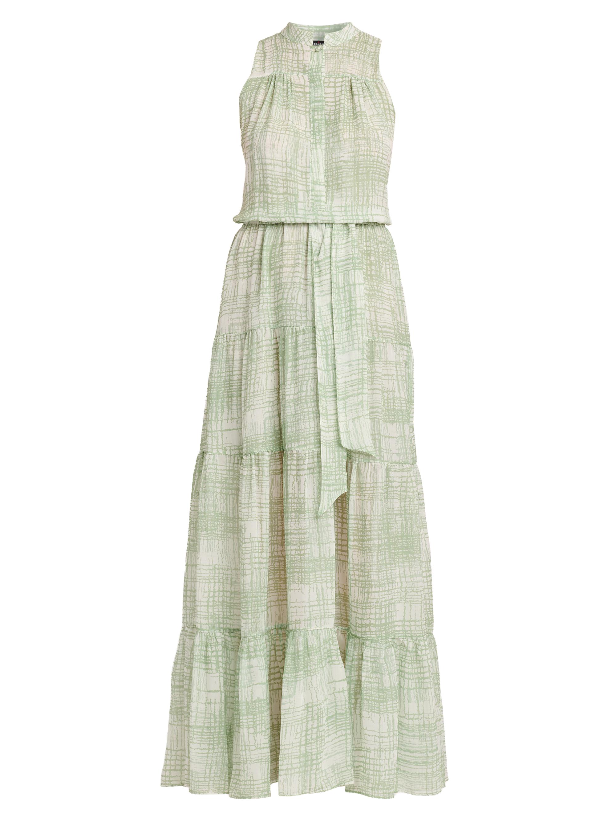 Kiton Women's Patterned Silk Tie-Waist Maxi Dress - Mint Green